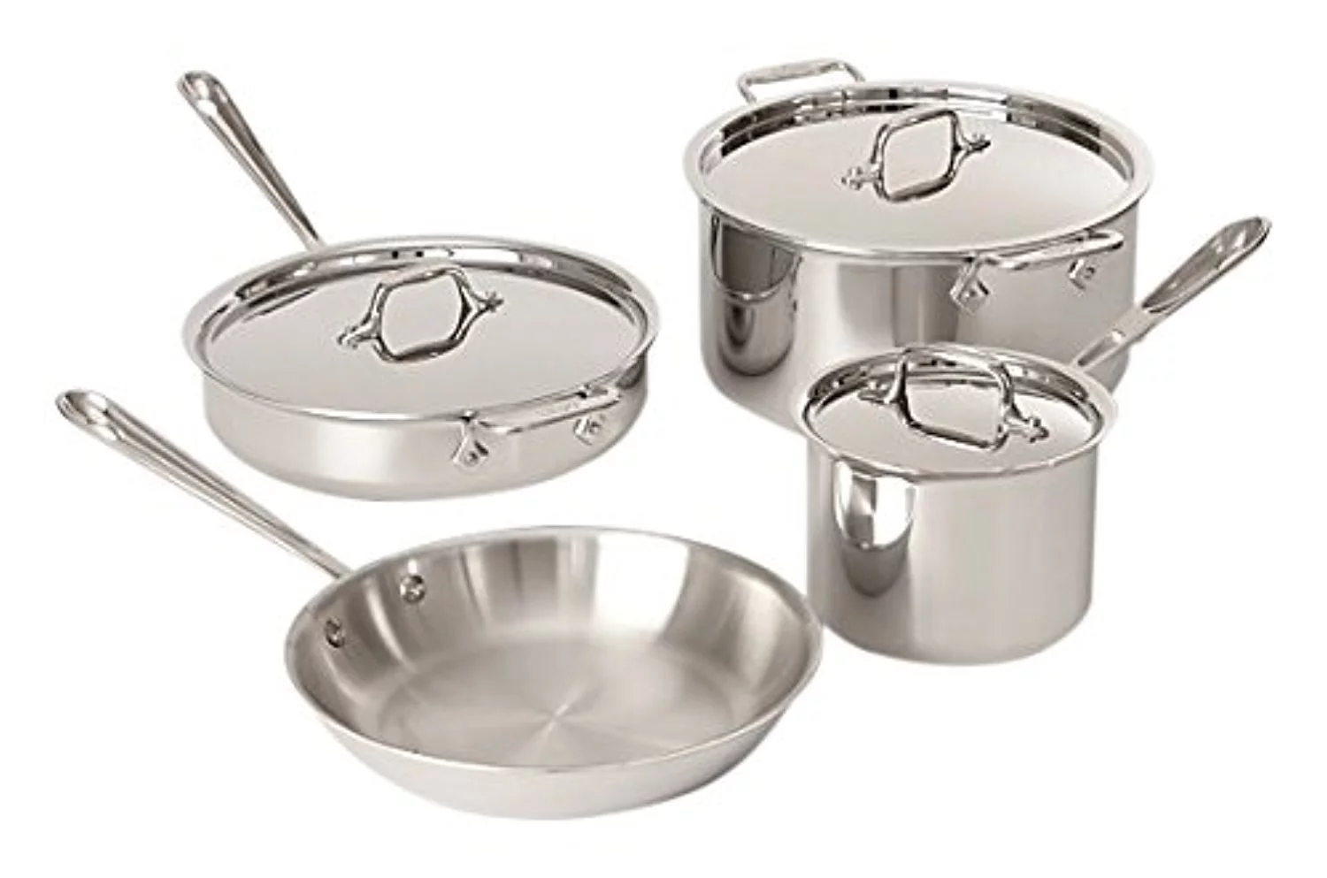 All-Clad Tri-Ply Stainless Steel 7 Piece Cookware Set