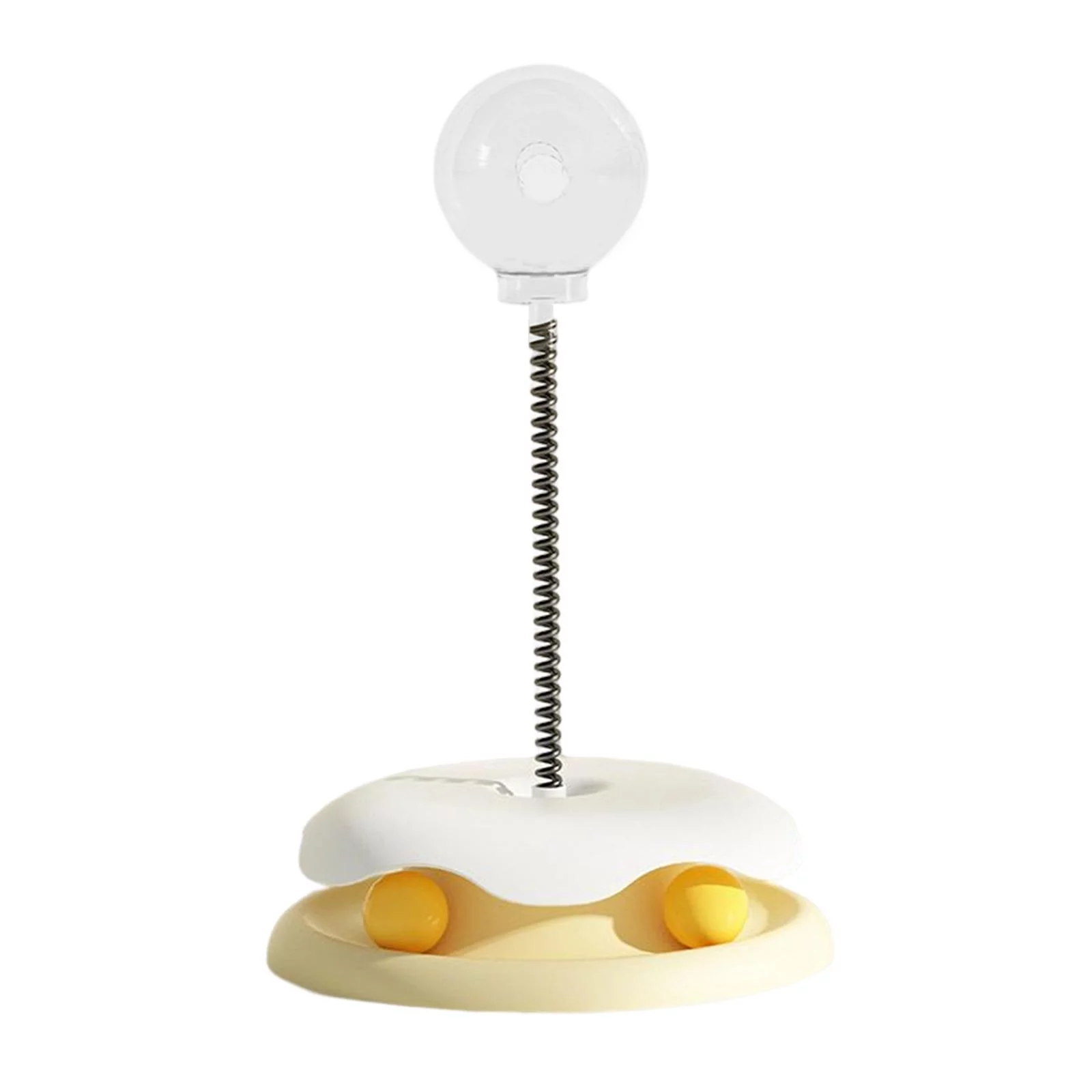 Cats Leaking Food Toy with Turntable Tracks Food Dispenser for Playing Puppy Yellow