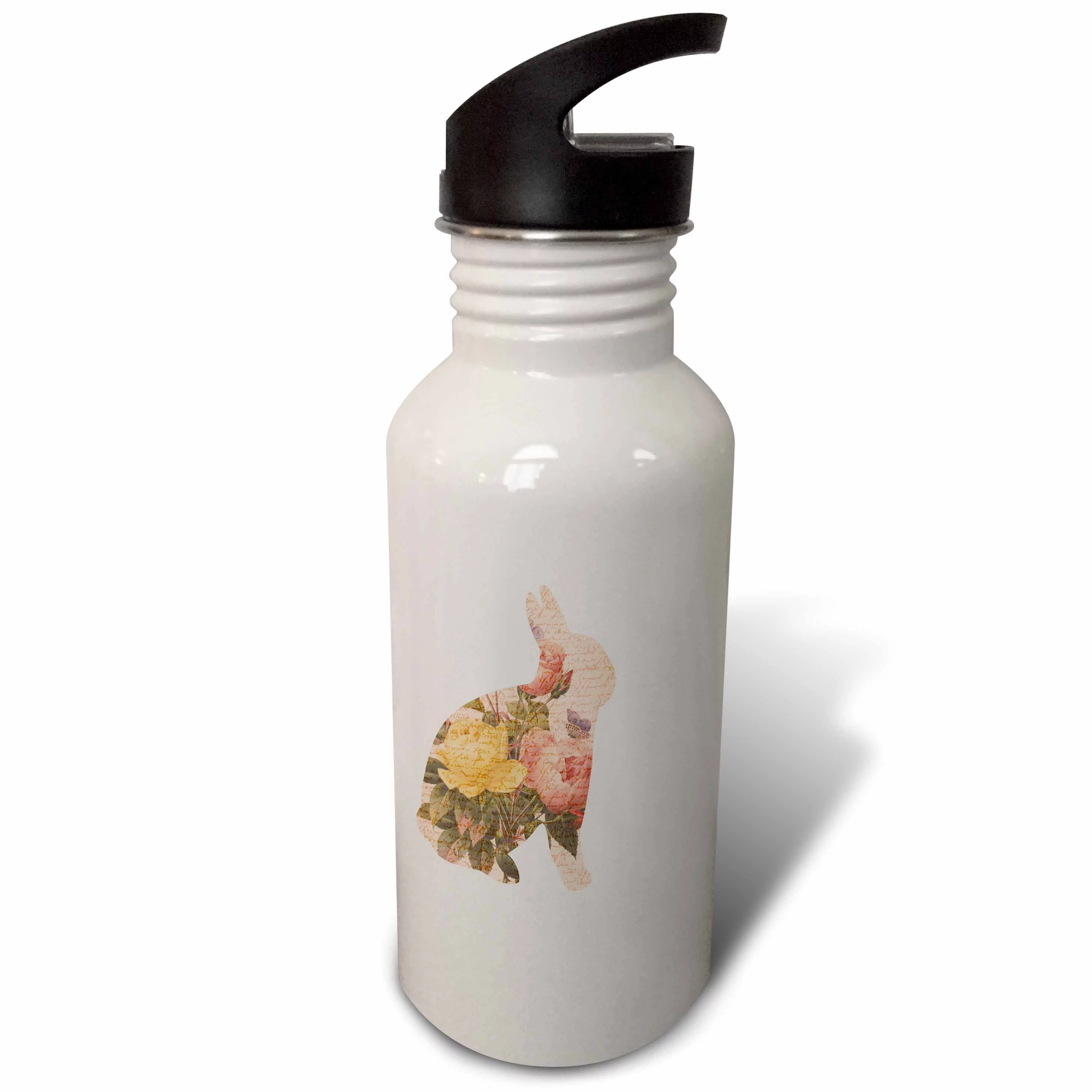 Vintage roses with script peach Bunny - Easter 21 oz Sports Water Bottle wb-110479-1