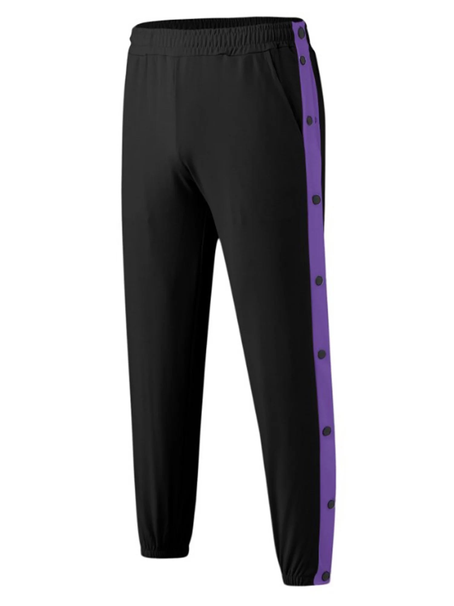 Men's Tear Away Pants, Basketball Pants Split Snap Button Sweatpants