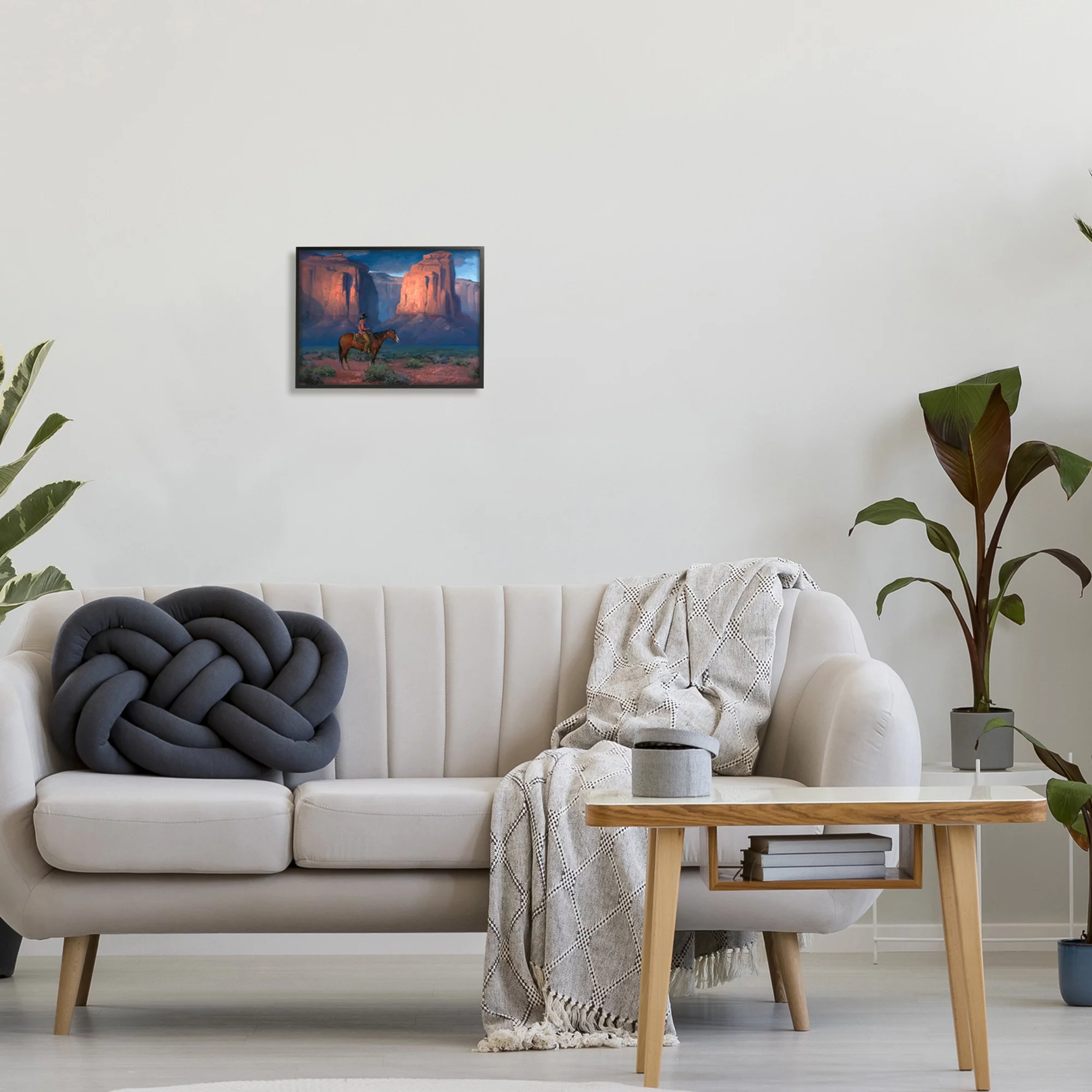 Jack Sorenson Cowboy Riding Old Wild West Arid Grand Canyon 14 in x 11 in Framed Painting Art Print, by Stupell Home Décor