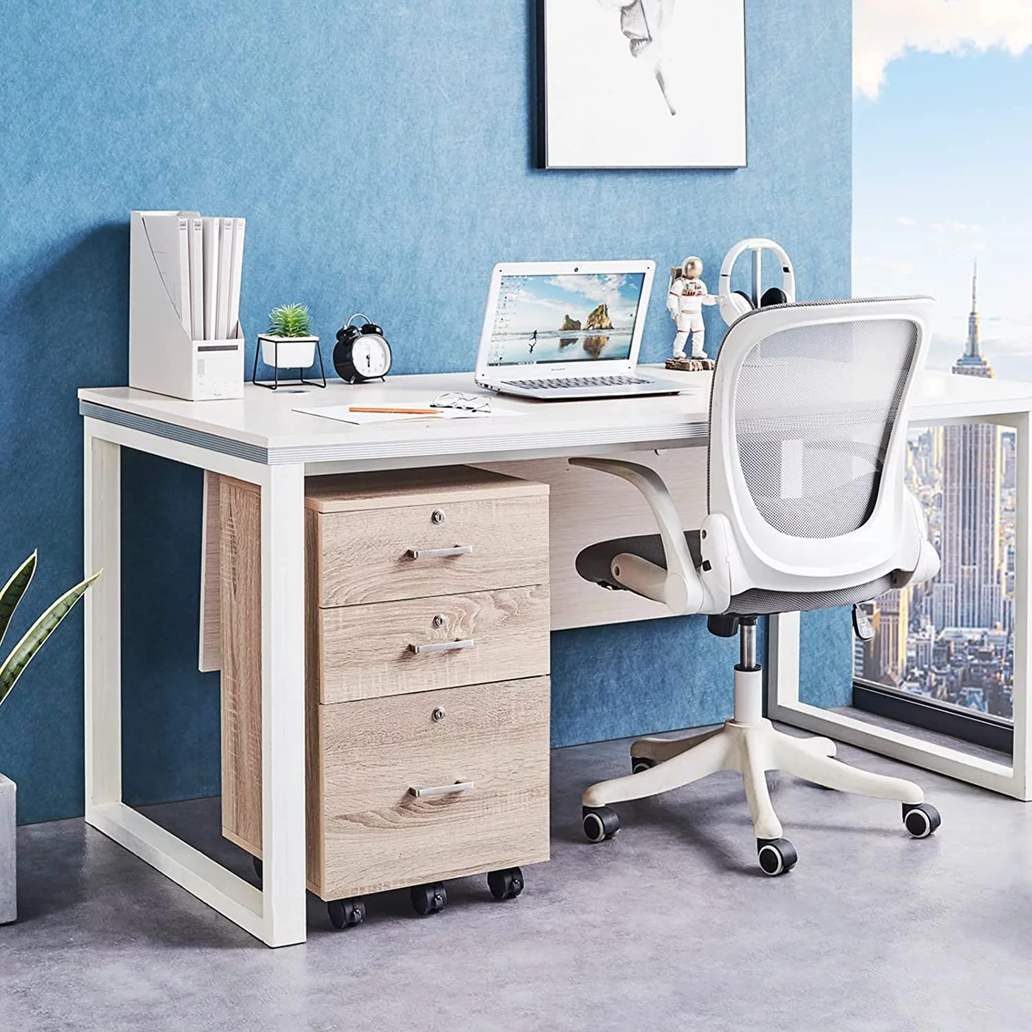 VINGLI 3 Drawer File Cabinet with Lock, Rolling File Cabinet Under Desk, 15.7” W x 15.7” D x 26” H