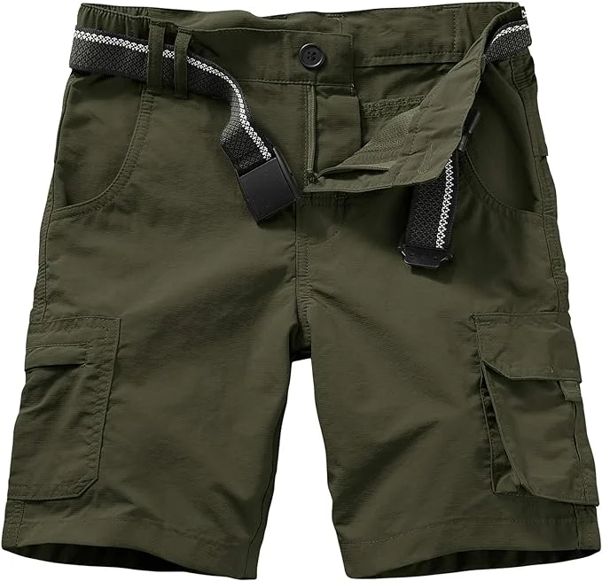Kids Boy's Youth Hiking Casual Quick Dry Shorts, Lightweight Cargo Tatical Zipper Pockets Camping Travel Shorts
