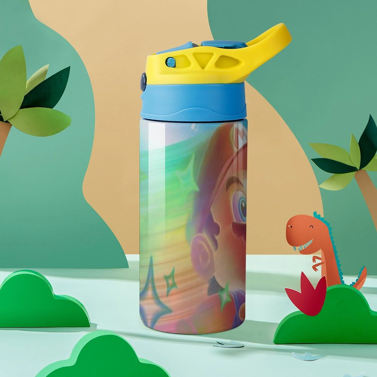 Mario Game Kid's Insulated Water Bottle With Straw Vacuum Stainless Steel Cup Leak-Proof Children Toddler Thermoses