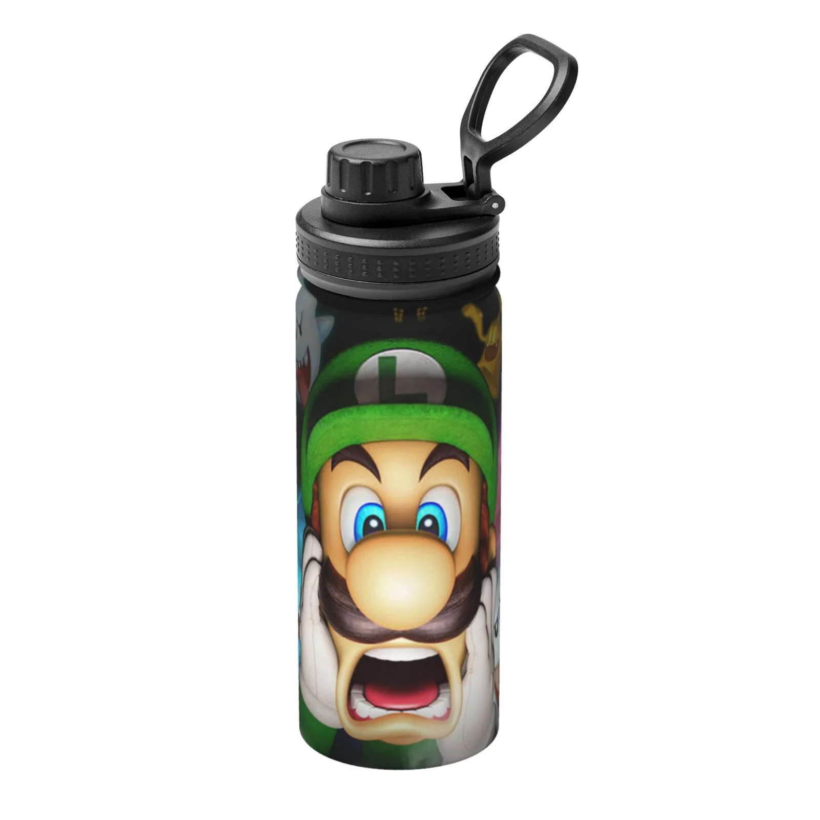 Luigi's Mansion Game Horror Unisex Sports Insulated Water Bottles Kettle Stainless Steel Portable Cup 18OZ For School Travel Gym Running