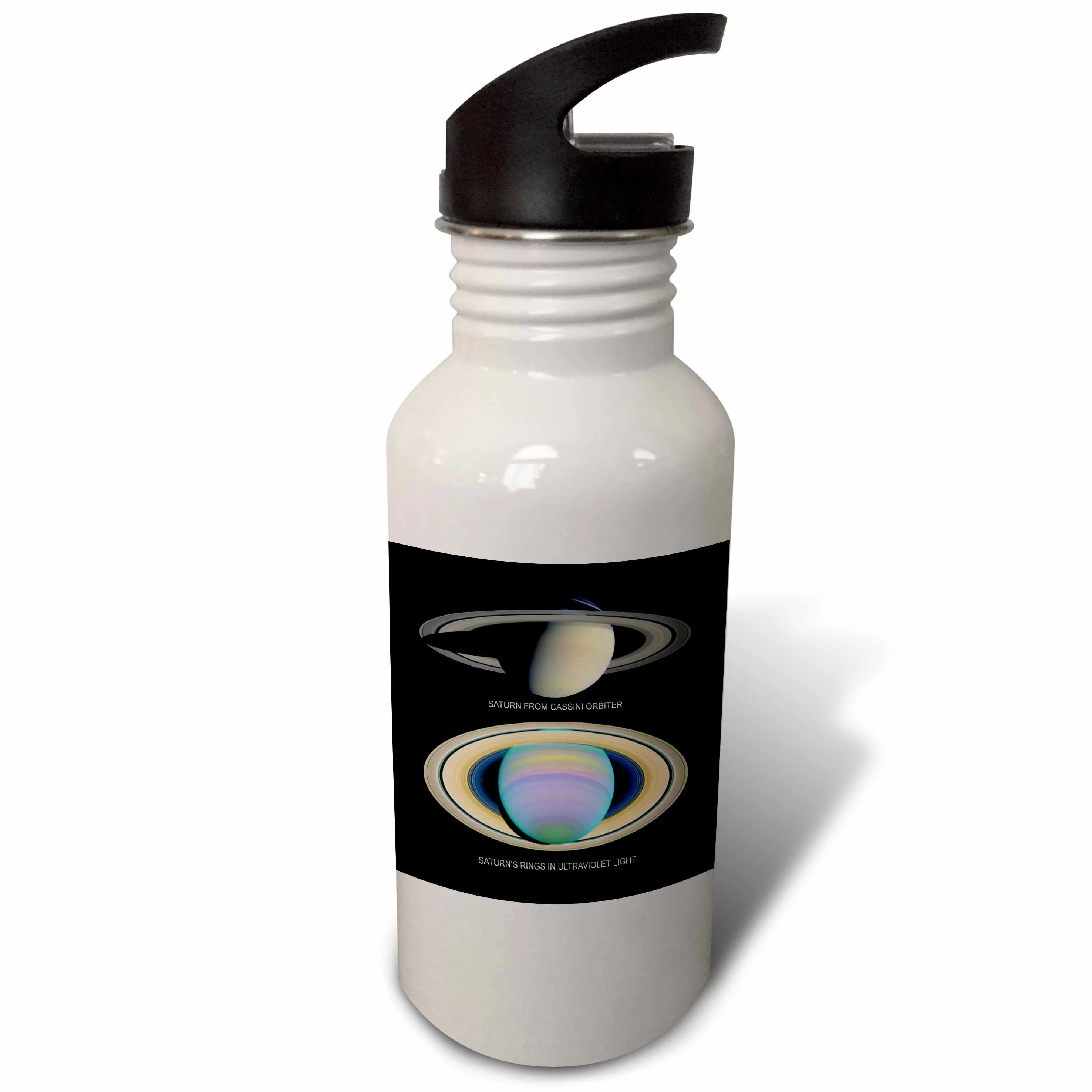 Solar System - Saturn from Cassini Orbiter and Rings in Ultraviolet Light 21 oz Sports Water Bottle wb-76834-1