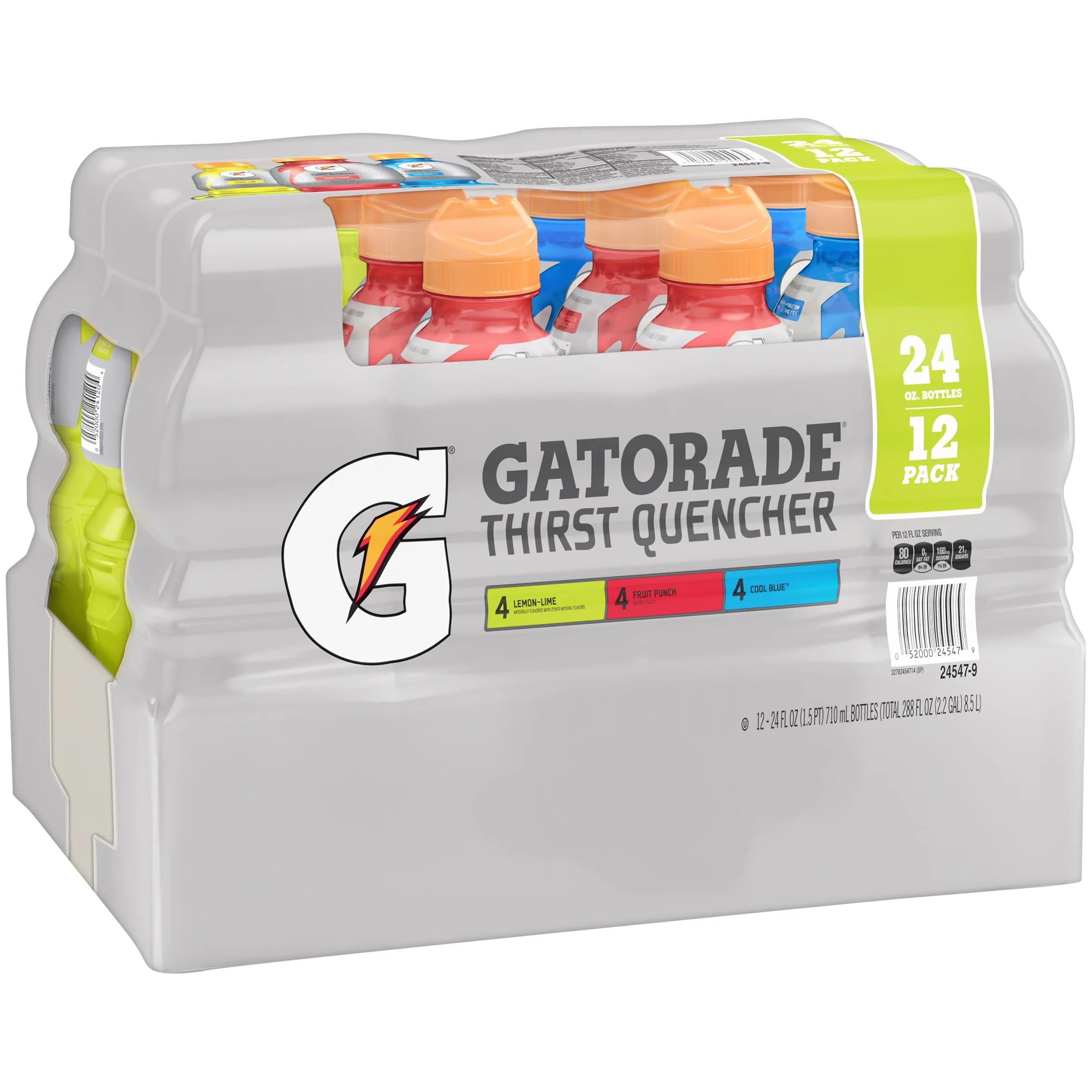 Gatorade® Lemon-Lime, Fruit Punch & Cool Blue™ Thirst Quencher Variety Pack 12-24 fl. oz. Bottles