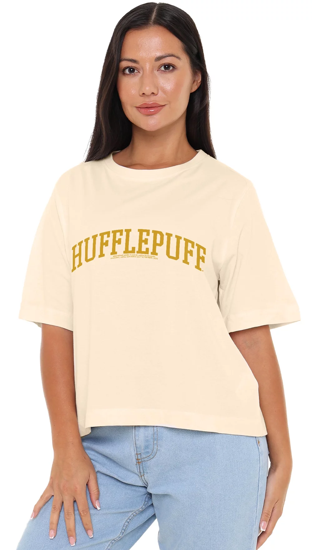 Harry Potter Hufflepuff Collegiate Women's Boxy Cropped T Shirt