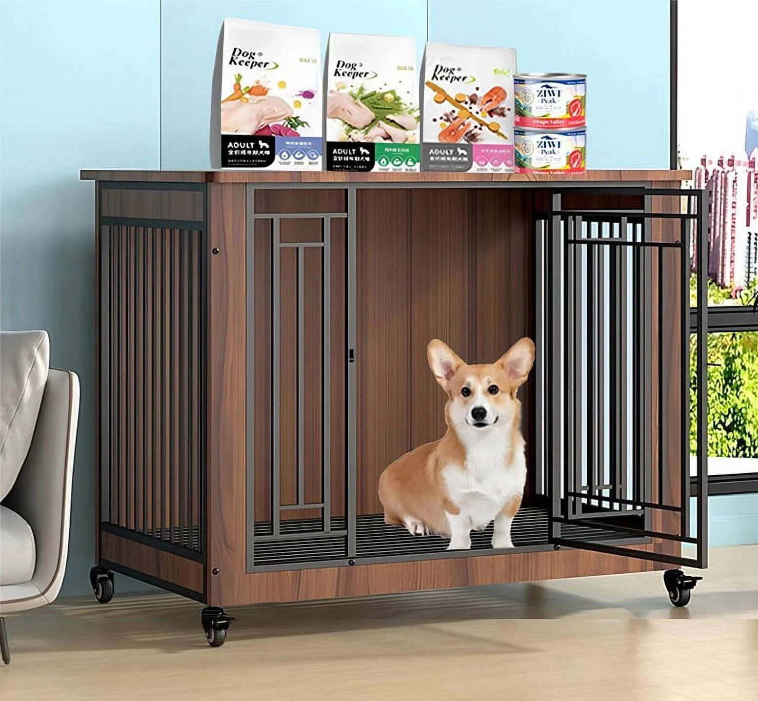 Black wooden dog cage medium dog pet furniture L20.86IN*W31.88N*H29.92IN