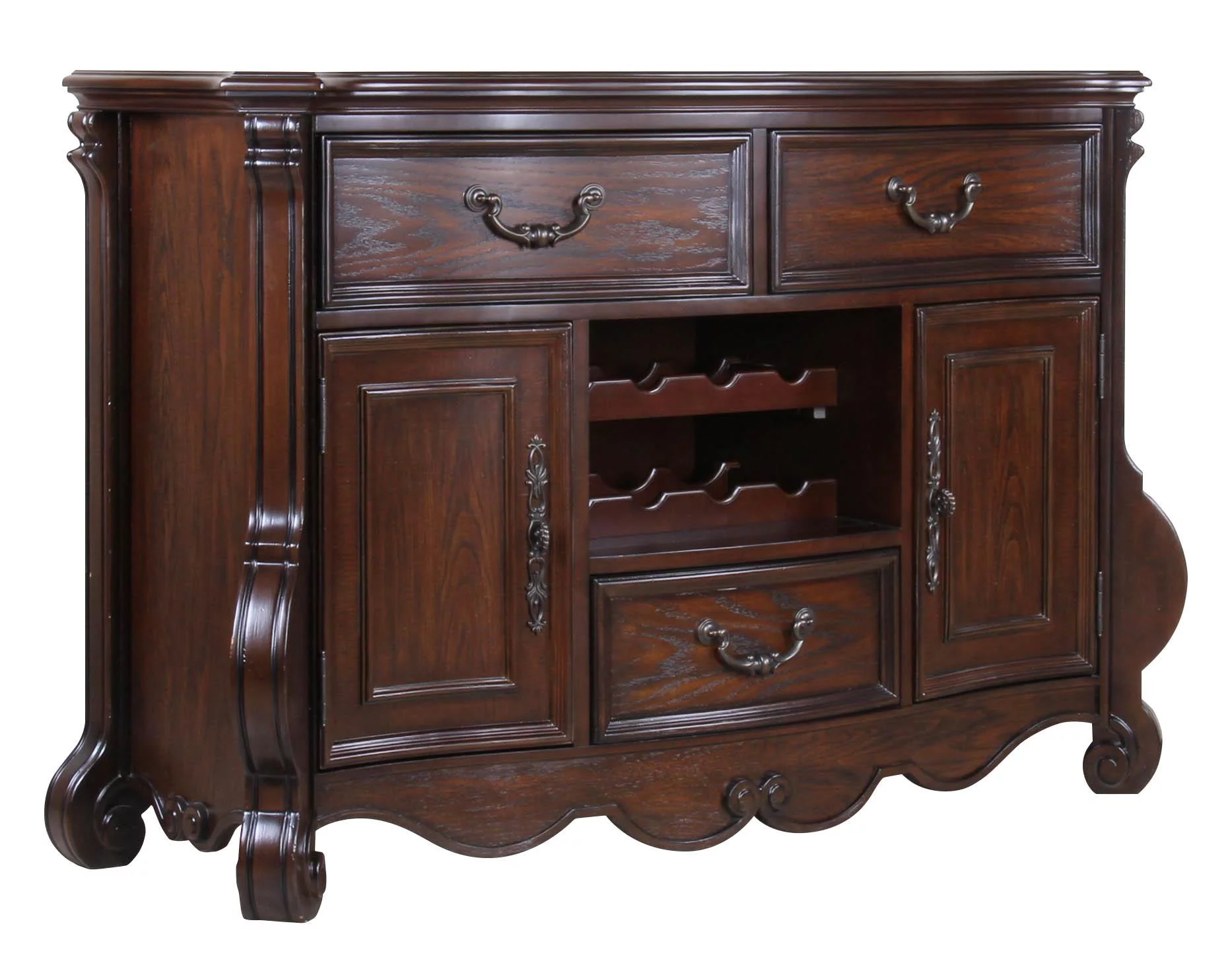 Traditional Cherry Finish Round Dining Room Set 7 Pcs w/China McFerran D527-6060