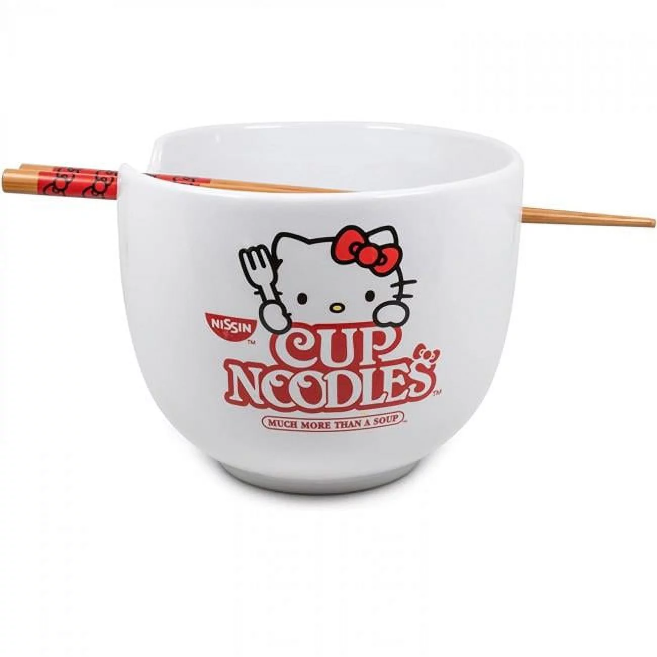 Hello Kitty 830858 Hello Kitty Noodles Ramen Cup Bowl with Chopsticks, White - Ceramic