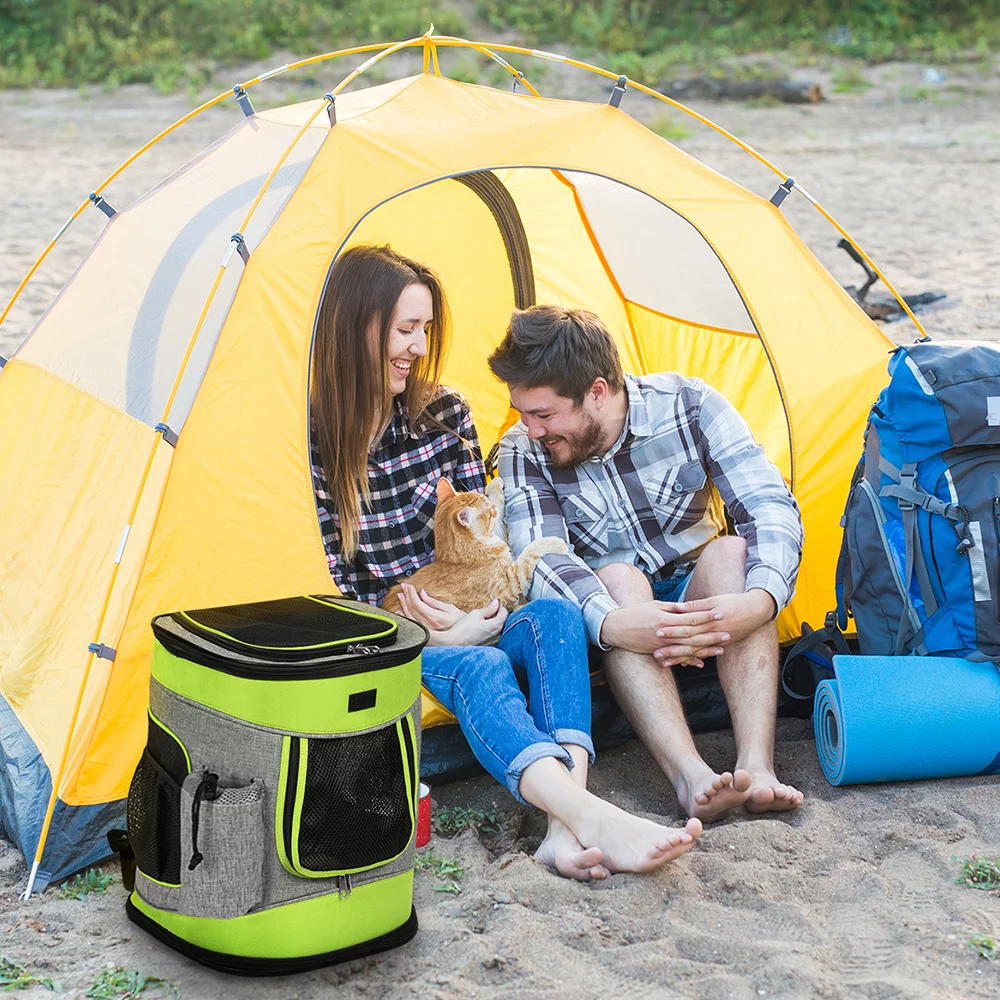 Pawsse Pet Carrier Backpack, Green & Gray, 16