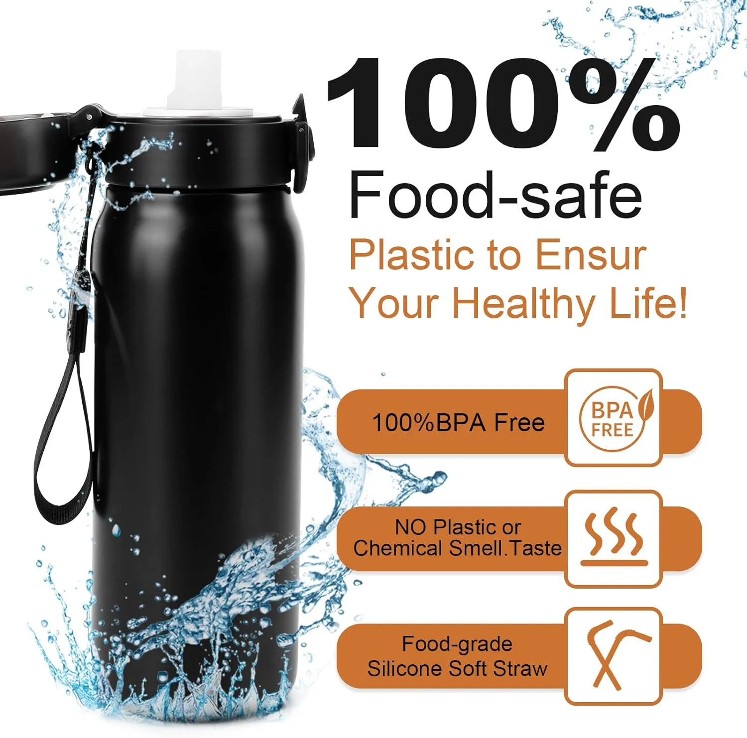 Air Water Bottle with 1 Flavor Pods, 700ML Insulated Water Bottle, 304 Stainless Steel 0 Sugar BPA