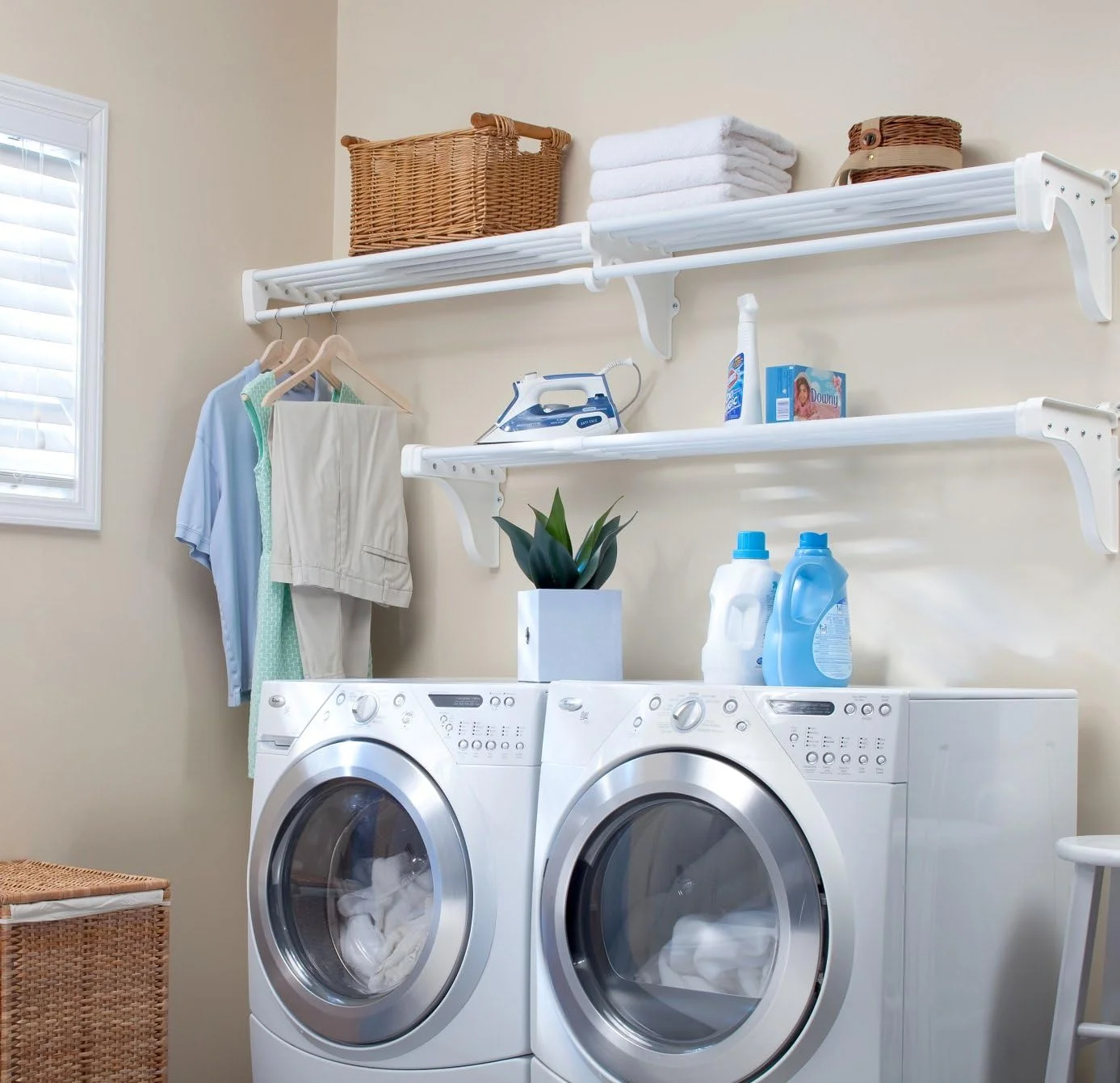 Laundry Room Shelves Over Washer And Dryer -2- Laundry Room Shelves (Each Expands From 40.5 To 75