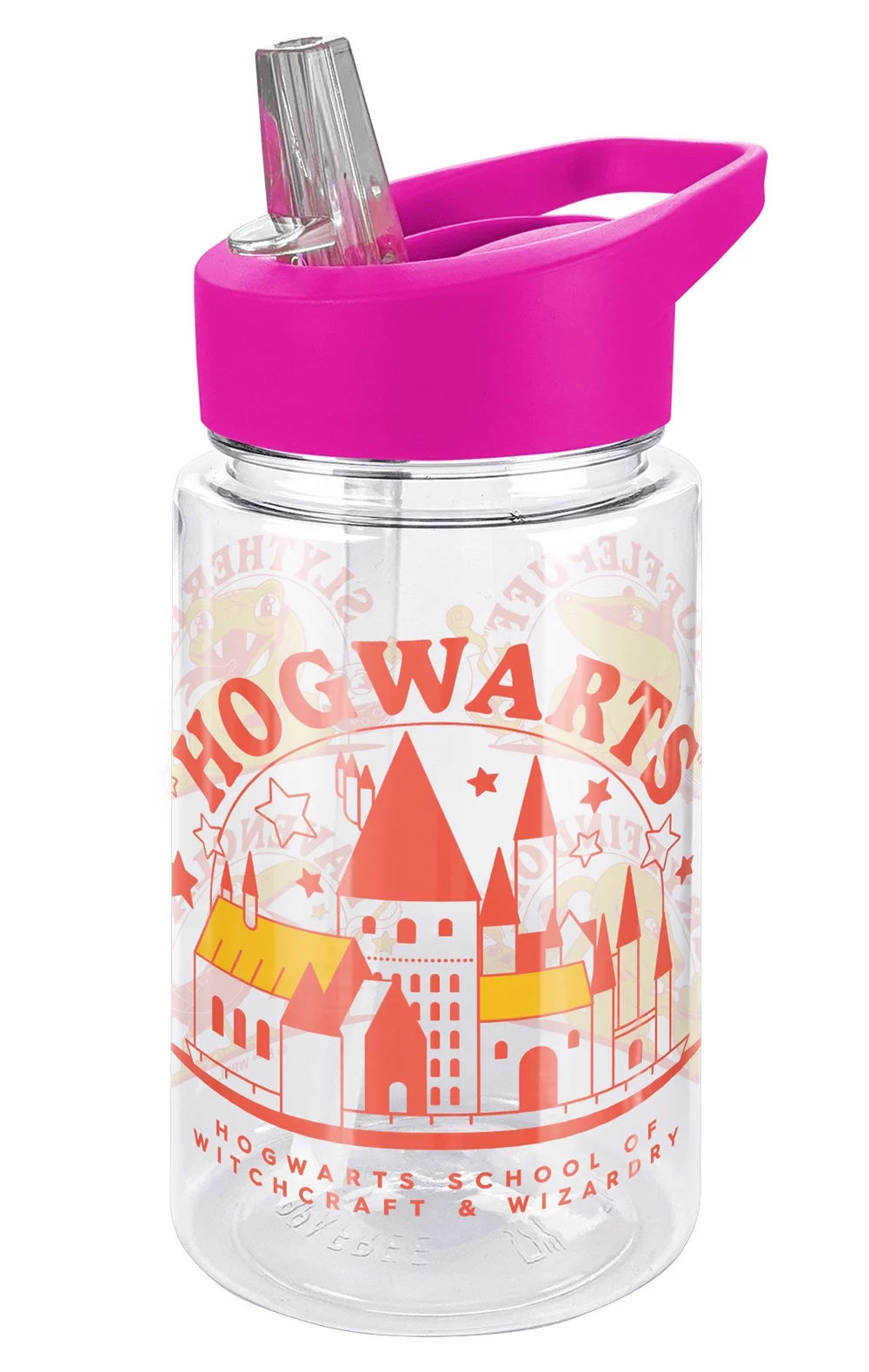 Harry Potter Kids Tritan Plastic Water Bottle with Straw Lid and Handle, Reusable Tumbler for Toddlers, Unisex for Girls and Boys, 12oz, Trippy Hogwarts