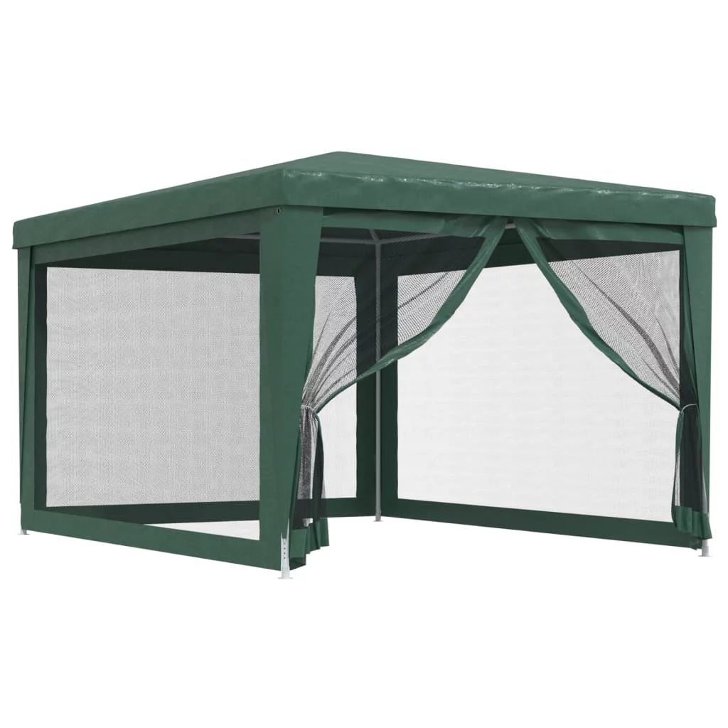 Gecheer Party Tent with 4 Mesh Sidewalls Green 9.8'x13.1' HDPE