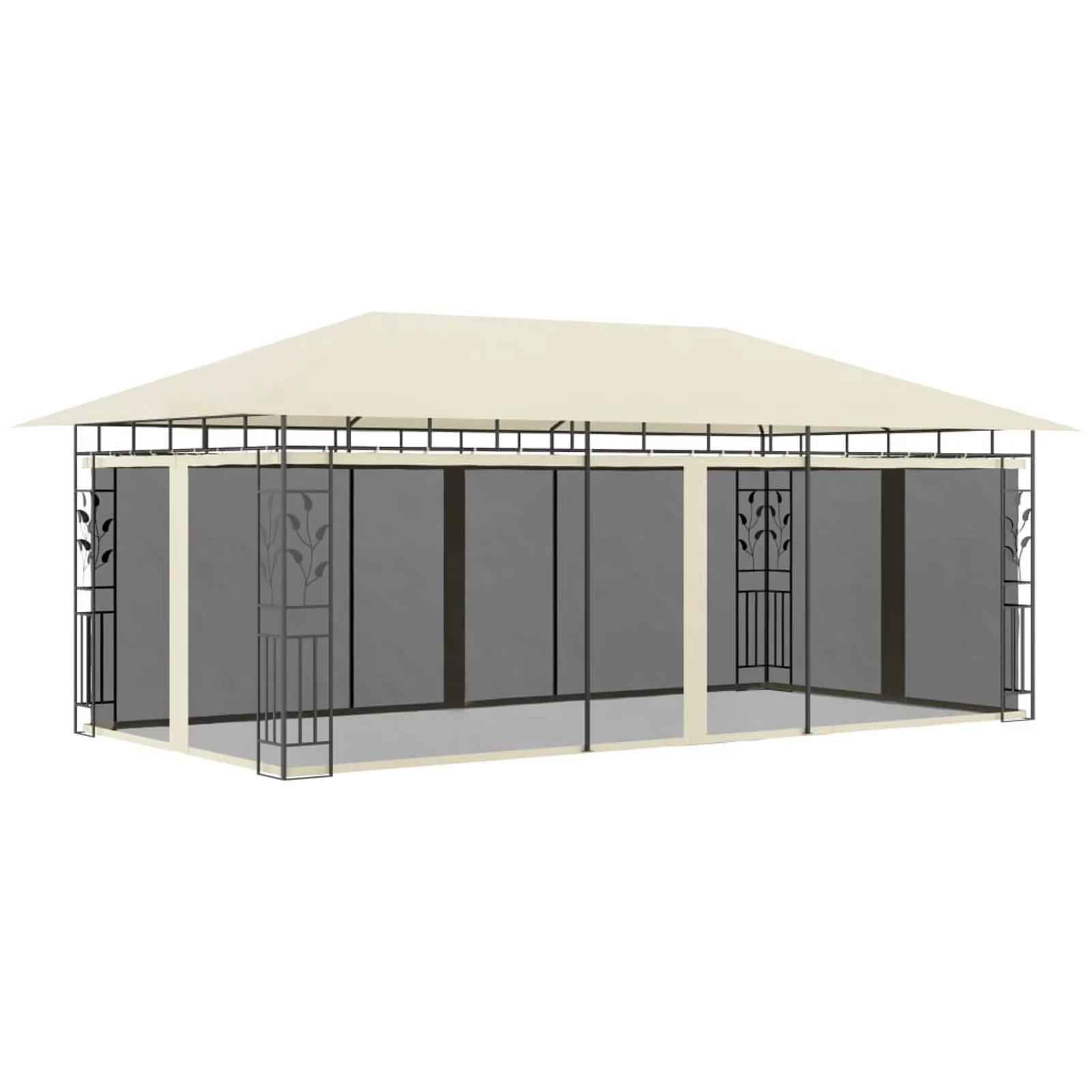 Anself Gazebo with Net Steel Frame Garden Canopy Tent Sun Shelter Cream for Patio, Party, Wedding, BBQ, Camping Trip, Festival Events 19.7ft x 9.8ft x 9ft (L x W x H)