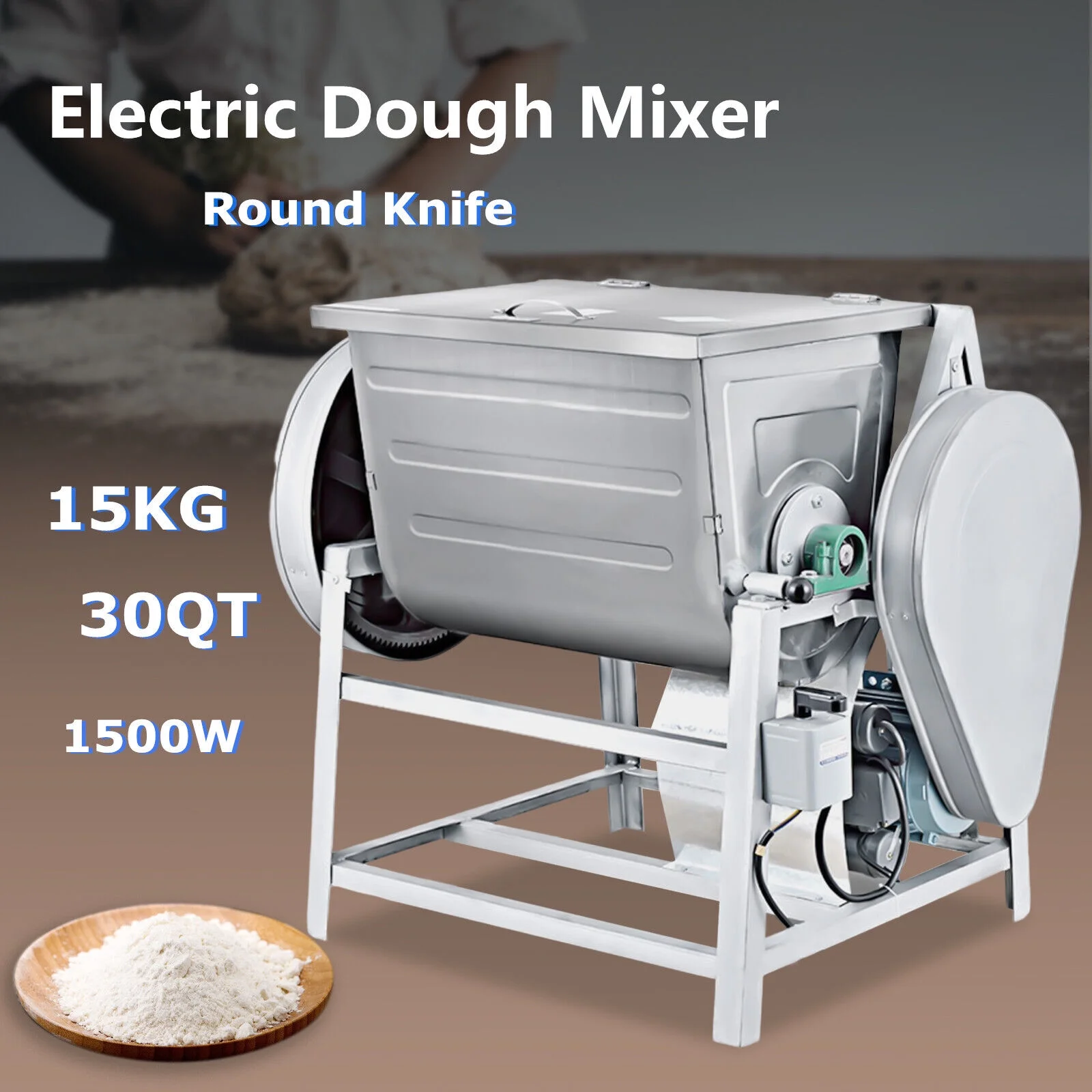 30QT Commercial Electric Dough Mixer 110V Kitchen Equipment Stand Mixer Mixing Machine 1.5KW with Inverted Electric Switch