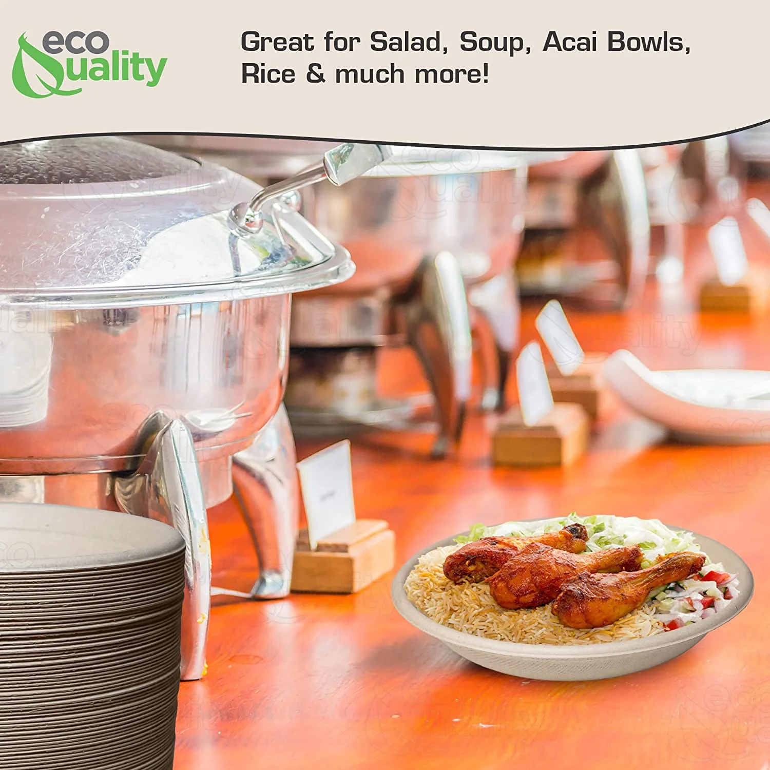 25 Pack 24 oz Round Disposable Compostable Paper Bowls Heavy-Duty, Eco-Friendly Natural Bagasse Unbleached, Heat Resistant, 100% Biodegradable Salad Bowls Alternative to Plastic