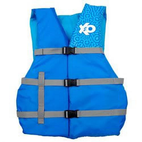 X2O Universal Adult Life Vest and Jacket, Blue Ocean Coral, (4-Pack) Plus Boat Cushion