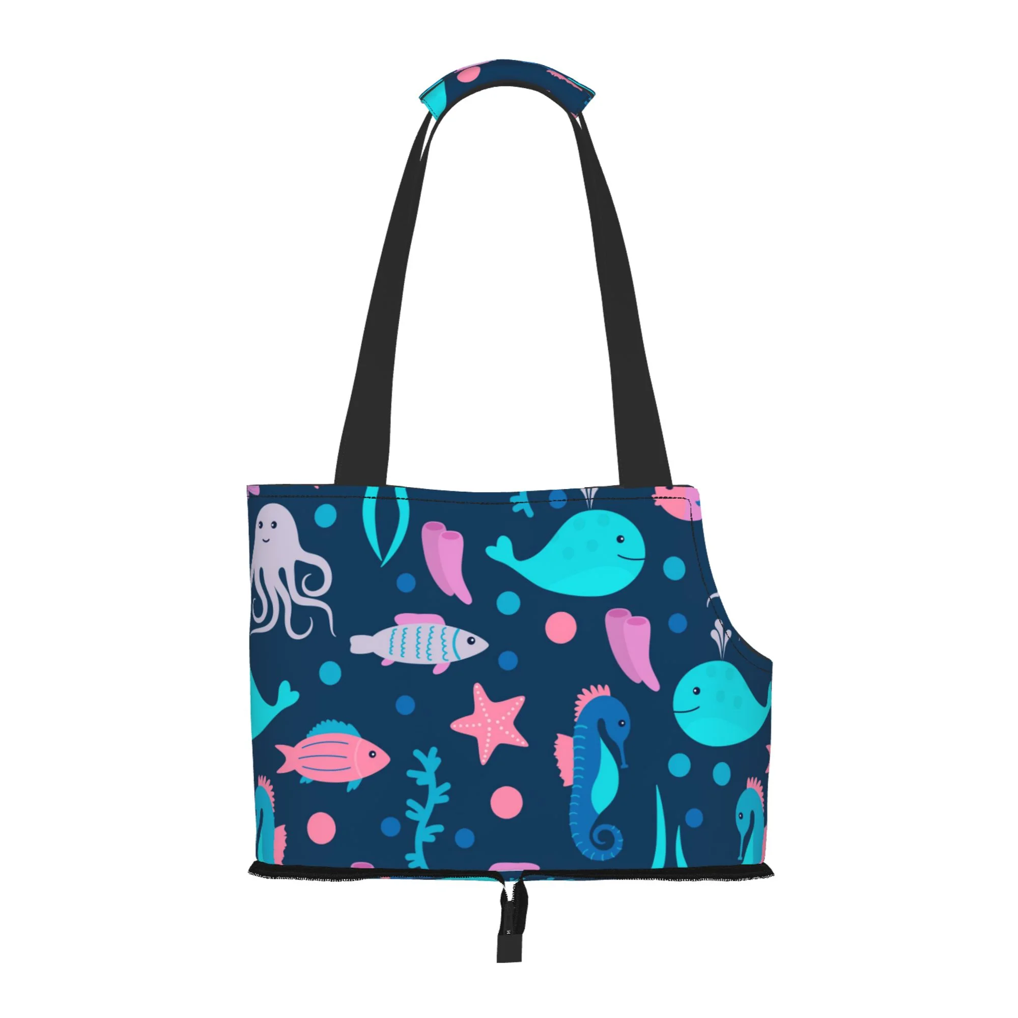 XMXY Dog and Cat Sling Carrier, Collapsible Soft Pouch Ocean Underwater Seahorse Pet Tote Bag, Small Kitten Puppy Outdoor Travel