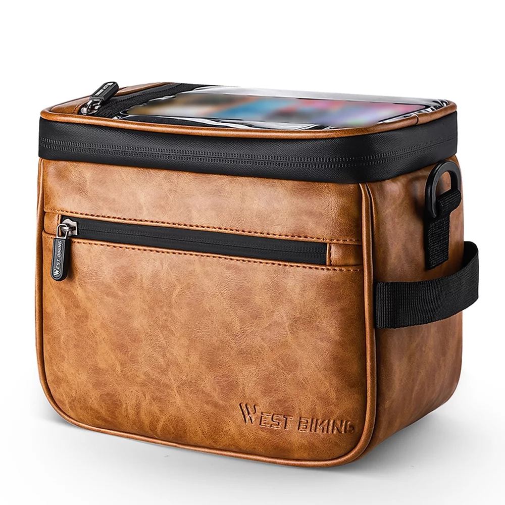 WEST BIKING Bicycle bag,Bike Thermal Cold Thermal Cold PU Handlebar Waterproof Bike Waterproof Bike Thermal Cold PU Leather