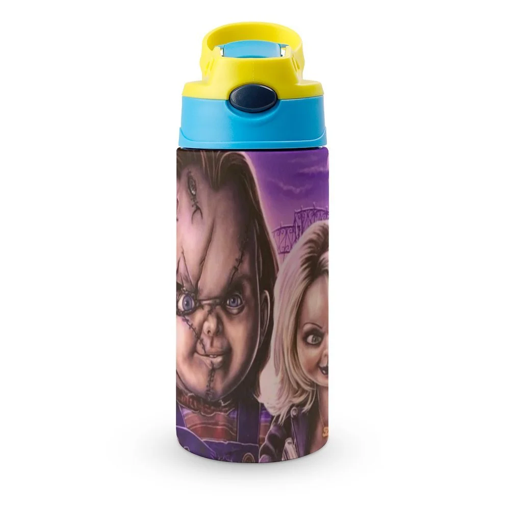Bride Of Chucky Film Kid's Insulated Water Bottle With Straw Vacuum Stainless Steel Cup Leak-Proof Children Toddler Thermoses