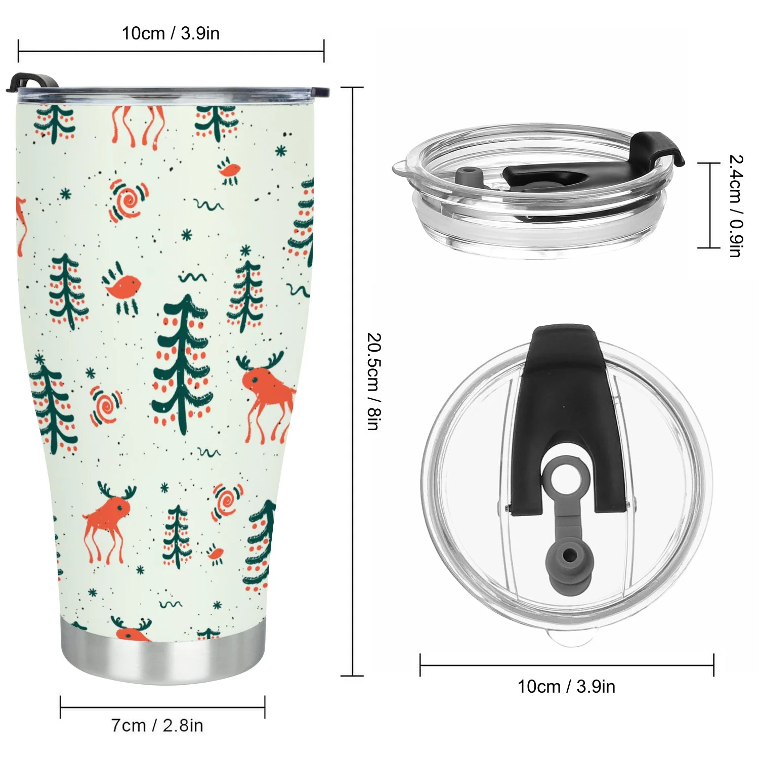 Hidove Stainless Steel Tumbler, Deer Seamless Pattern 30oz Leak Proof & Stainless Steel Bottle for Hot & Cold Drinks - Coffee Travel Mug, Water Metal Canteen, Thermal Cup