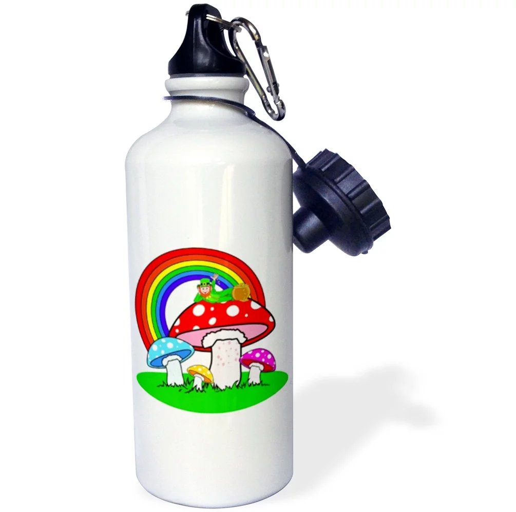 Primary Colored Mushroom Rainbow and Fairy 21 oz Sports Water Bottle wb-37314-1