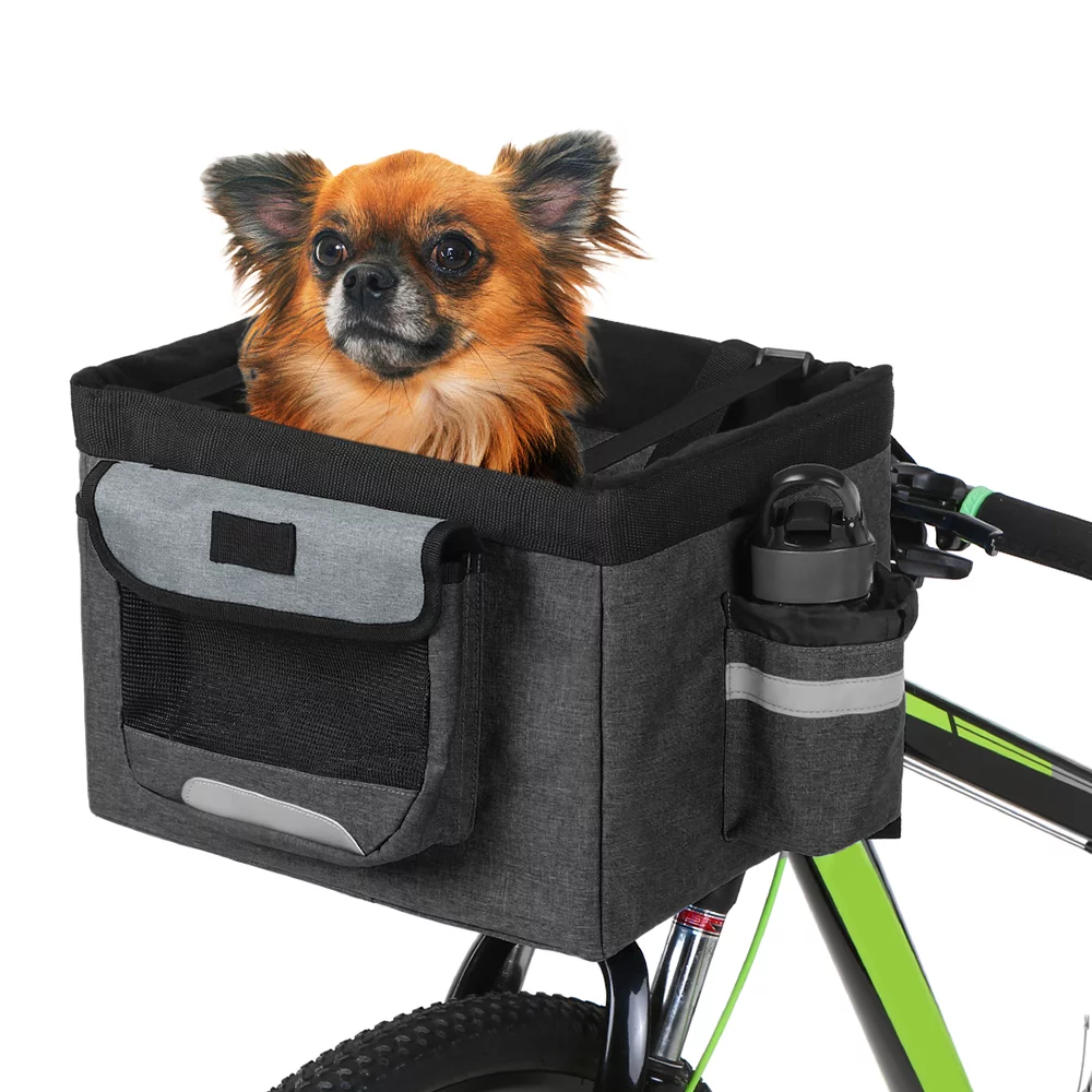 Lixada Foldable Bicycle Front Basket Removable Bike Pet Basket Pet Dog Cat Carrier Camping Tote Bag