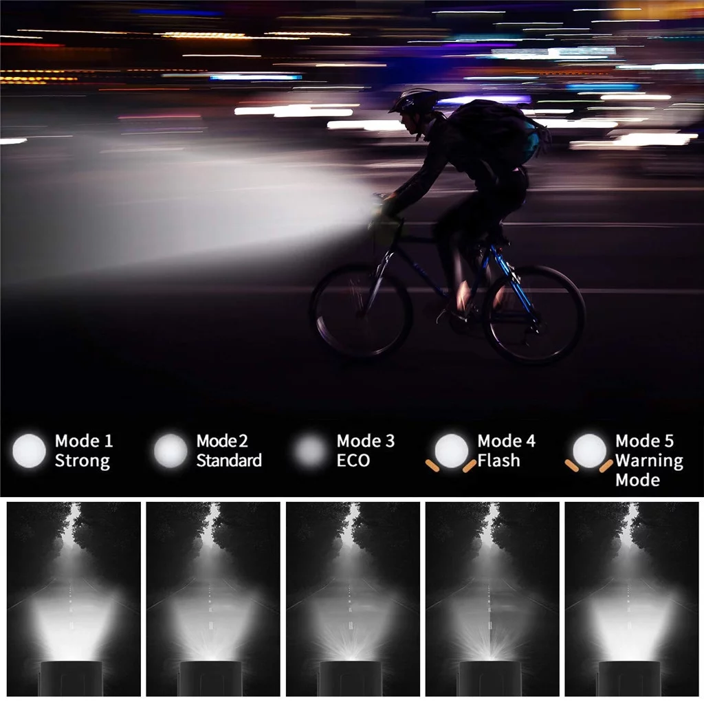 Mnycxen USB Rechargeable Waterproof Bicycle Light Set Cycling Front Light+Rear Light