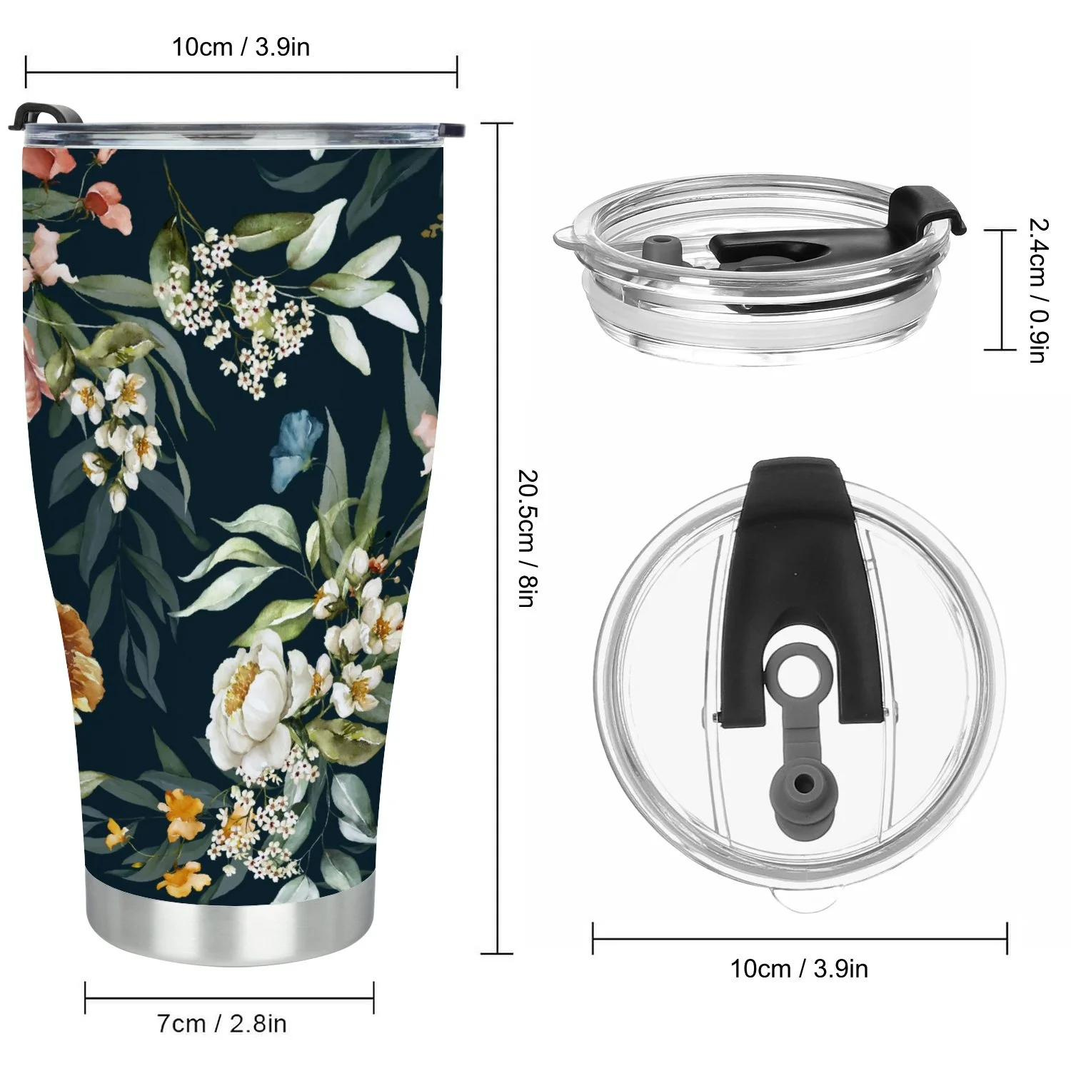 Hidove Stainless Steel Tumbler, Floral Pattern 30oz Leak Proof & Stainless Steel Bottle for Hot & Cold Drinks - Coffee Travel Mug, Water Metal Canteen, Thermal Cup