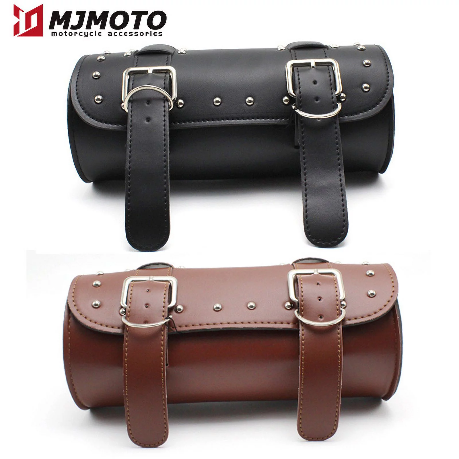 Universal Motorcycle Tool Storage Bag PU Leather Tool Tail Bag Front Fork Roll Saddle Luggage Bag Waterproof Bicycle Accessories