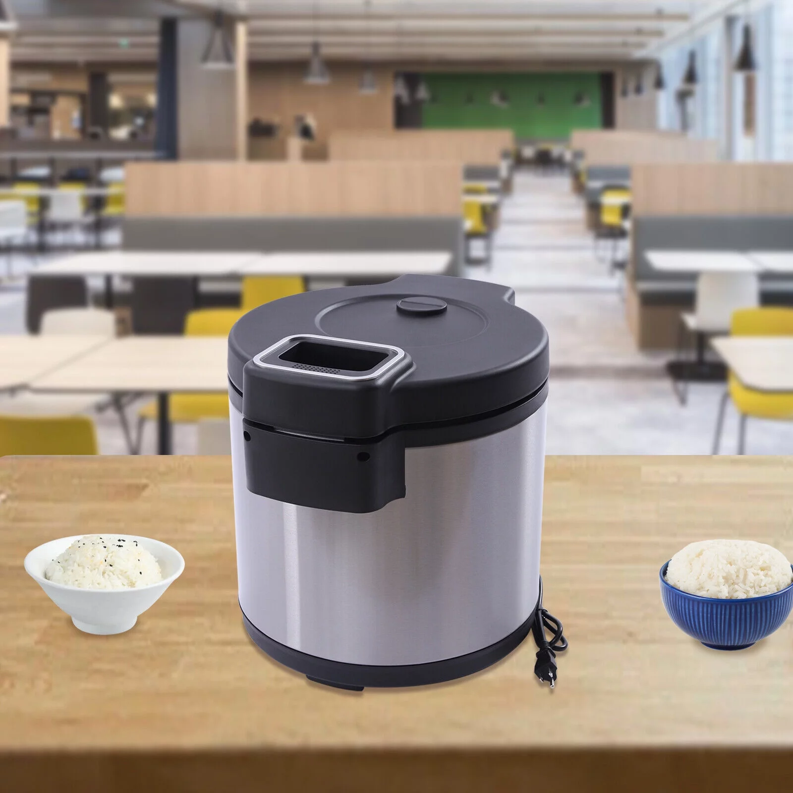 ZhdnBhnos 19L/20QT Commercial Electric Rice Warmer Heater Non-stick Inner Pot Stainless Steel Dual Temperature Control 110V 110W