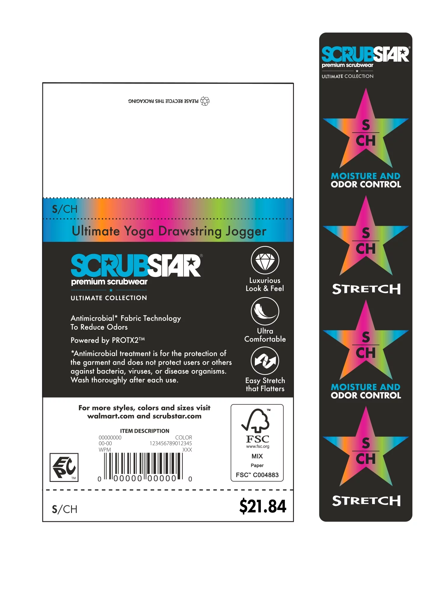 Scrubstar Women's Ultimate Stretch Twill Yoga Drawstring Cargo Jogger Scrub Pant Petite WM12B104AP