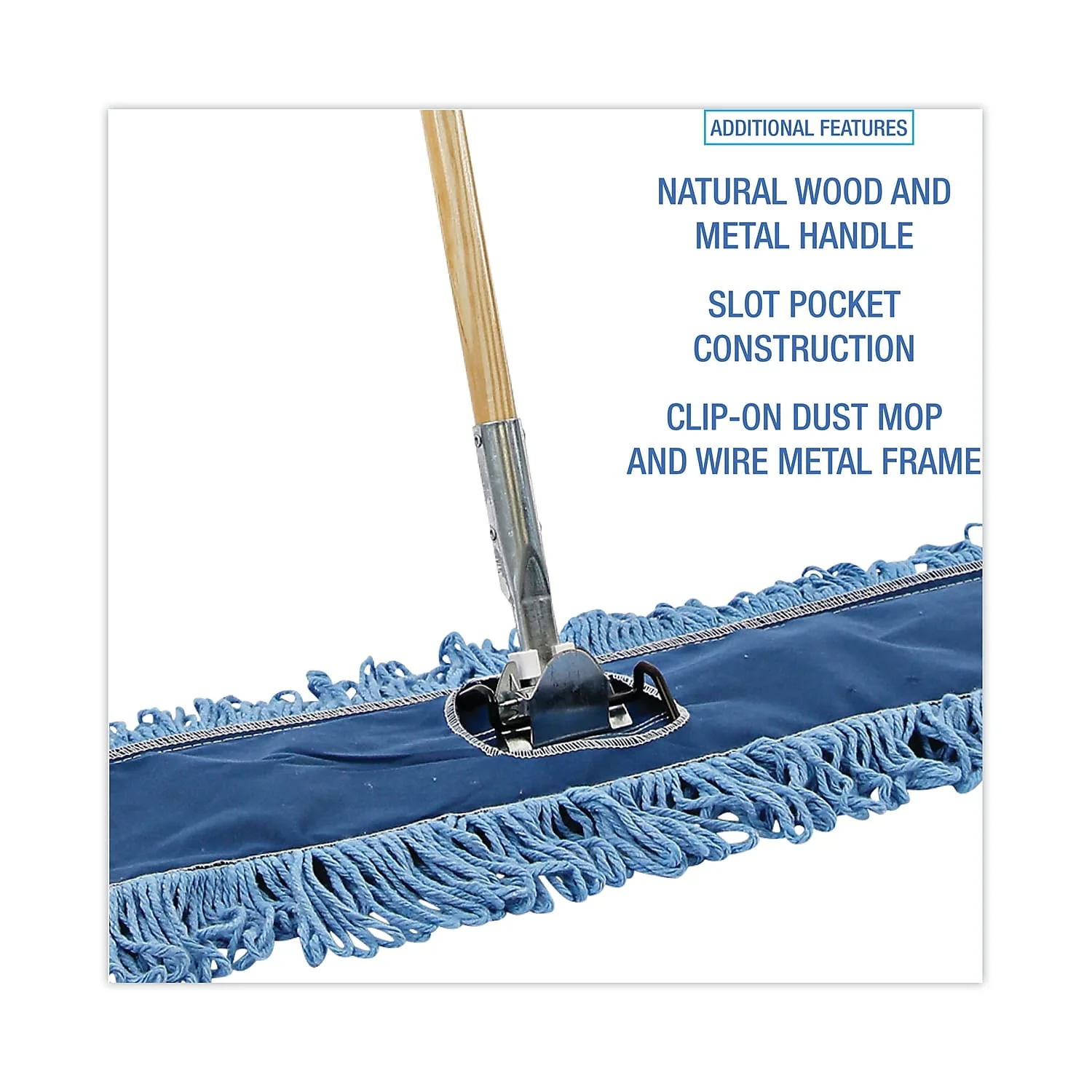 Boardwalk Dry Mopping Kit, 36 x 5 Blue Blended Synthetic Head, 60