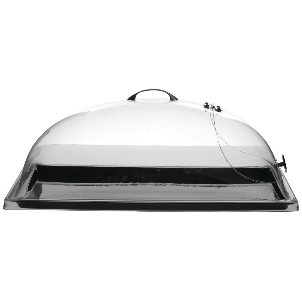 HUBERT® Dome Tray Cover with Hinged Cut-Out On End Rectangular Clear Break Resistant Polycarbonate - 20