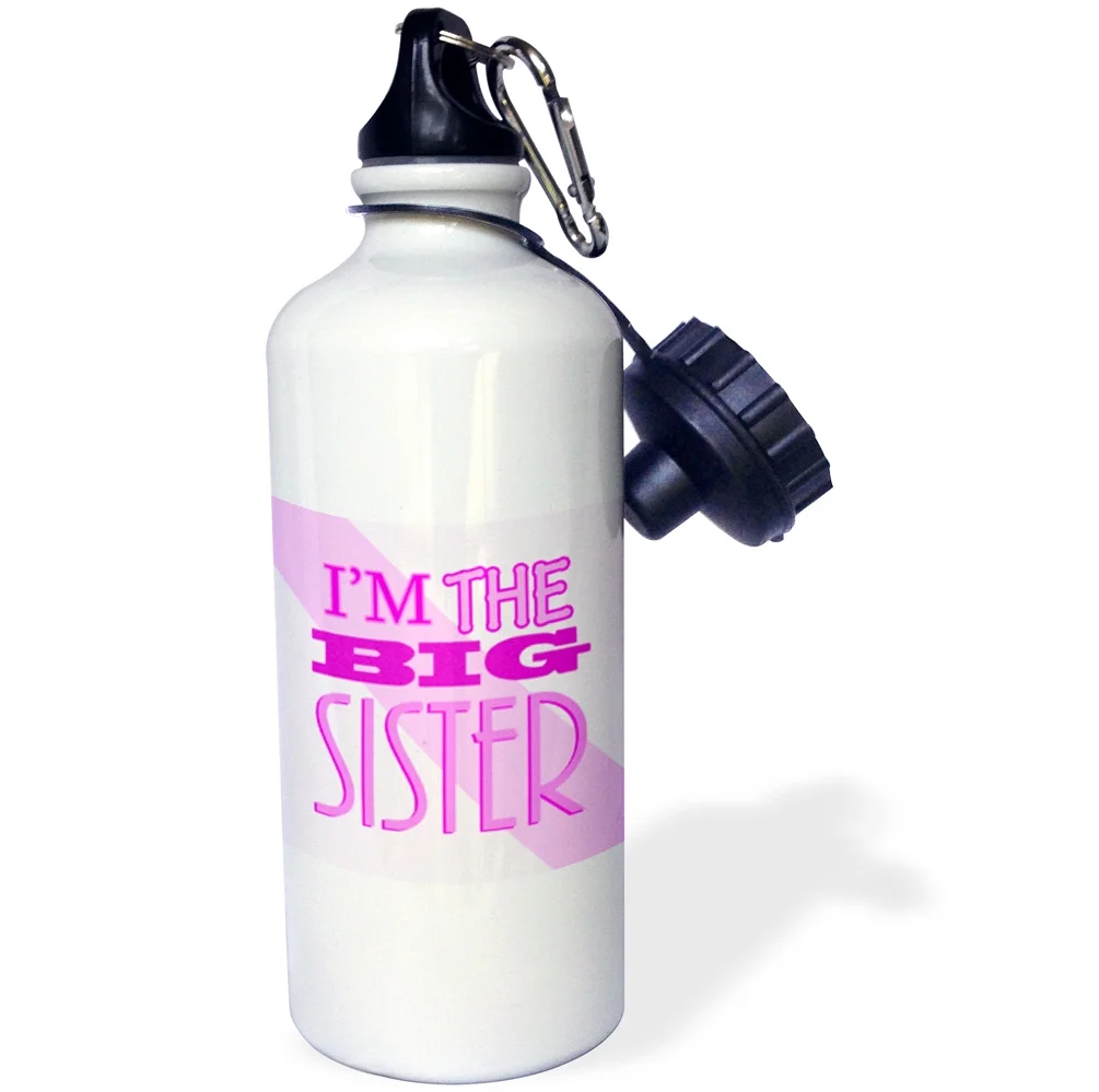 3dRose Im the Big Sister Pink, Sports Water Bottle, 21oz