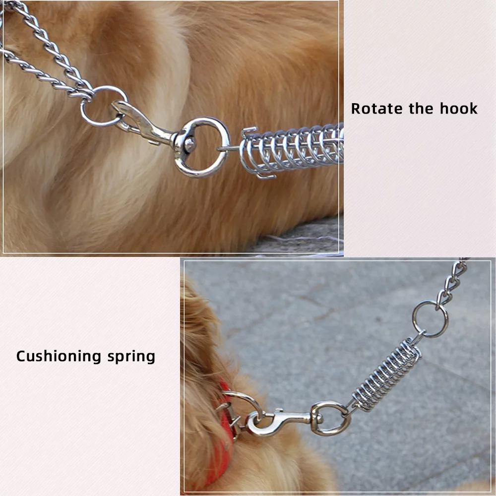 Dog Leash Dog Chain Leash Chew Proof Dog Leash 4.6ft Heavy Duty Dog Leashes Metal Pet Chain Lead with Soft Rope Handle for Medium Large Dogs Black/Red - M