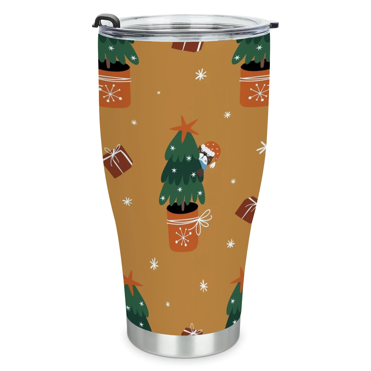 Hidove Stainless Steel Tumbler, Christmas and New Year's Decor with Cat 30oz Leak Proof & Stainless Steel Bottle for Hot & Cold Drinks - Coffee Travel Mug, Water Metal Canteen, Thermal Cup