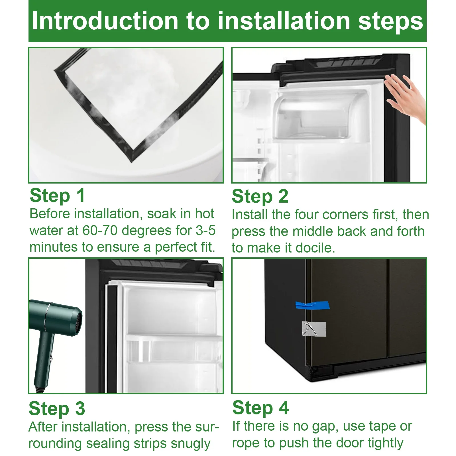 Kojem W11368721 Refrigerator Door Gasket Fit for Whirlpool Black