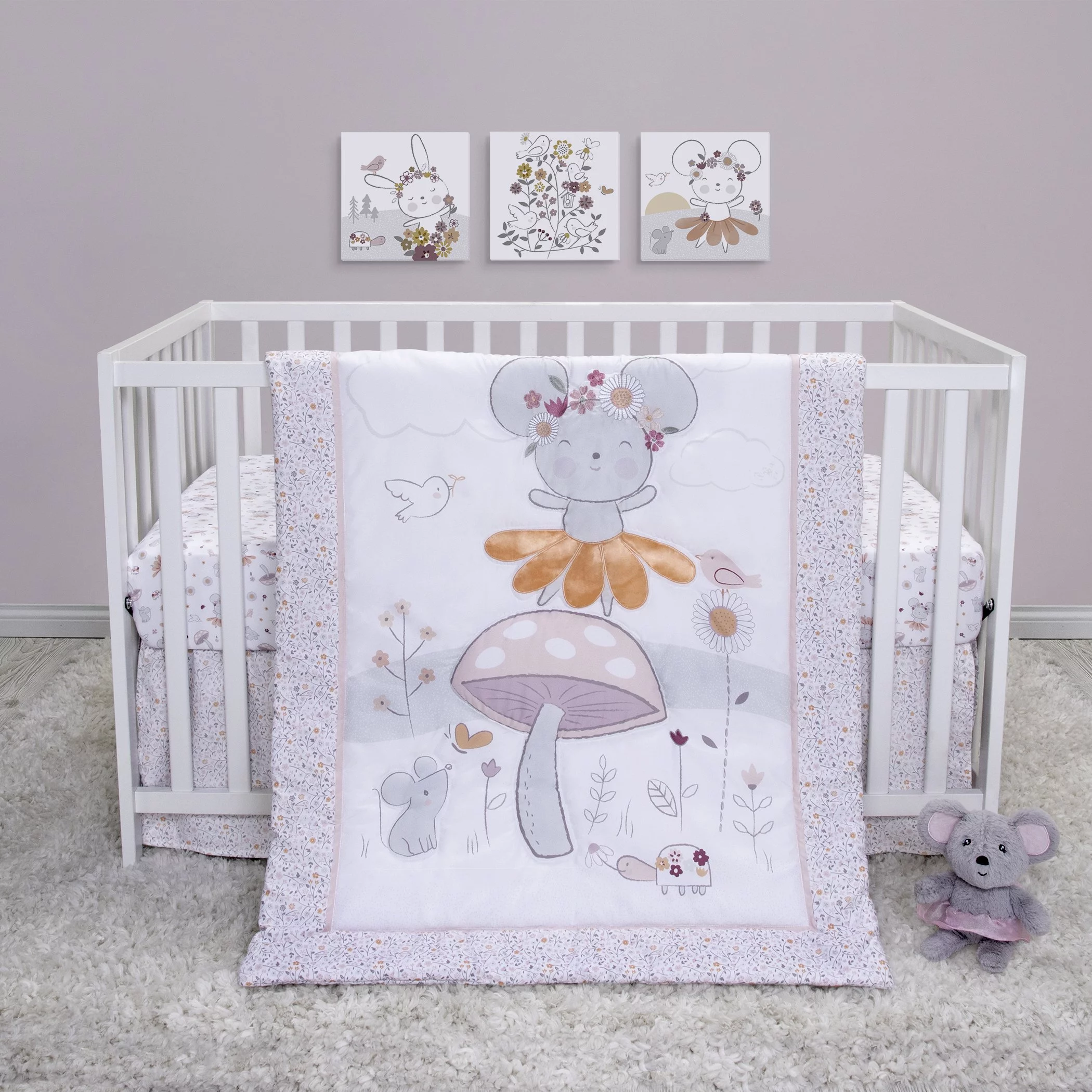 Sammy & Lou Dancing Mouse 4 Piece Crib Bedding Set, Multi-Color, Infant, Mouse Character