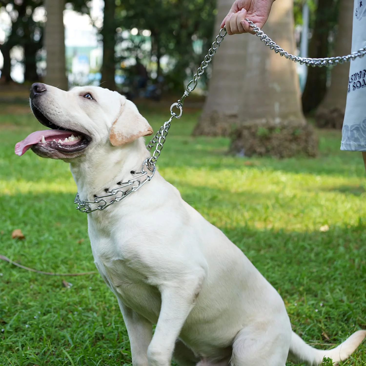 Chrome Plated Metal Dog Leash Chain Lead Heavy Duty Chew Proof Leash with Padded Handle Walking Traffic Training Traveling，6'/4.0mm Large Chain