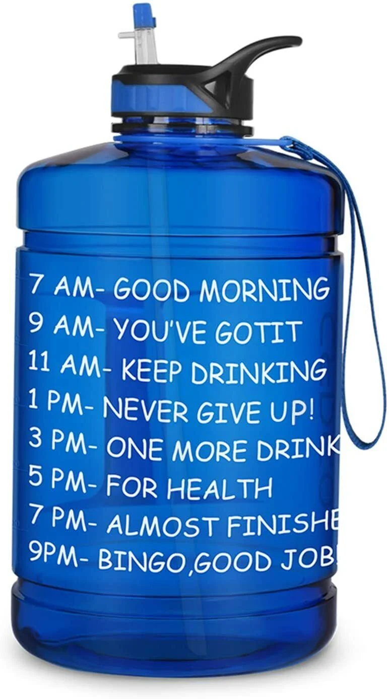 Opard Gallon Water Bottle with Time Marker Straw and Handle 128oz 1 Gallon Water