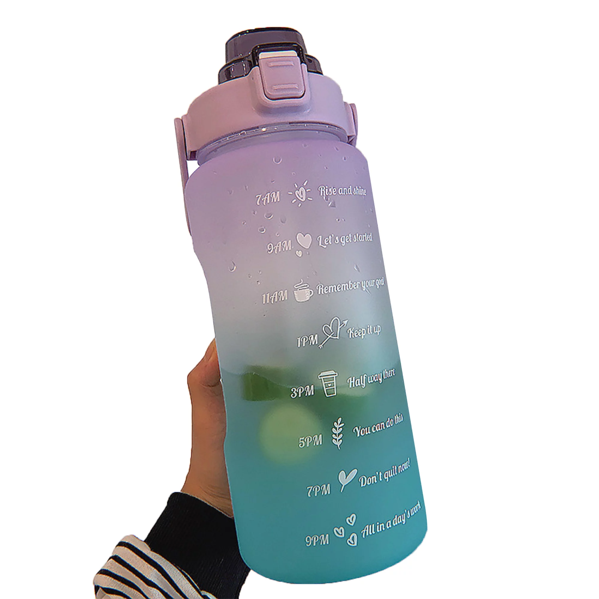 Water Bottle with Straw, 68 Oz with Time Marker Portable Large Capacity Fitness Sports Water Bottle for Outdoor Sports