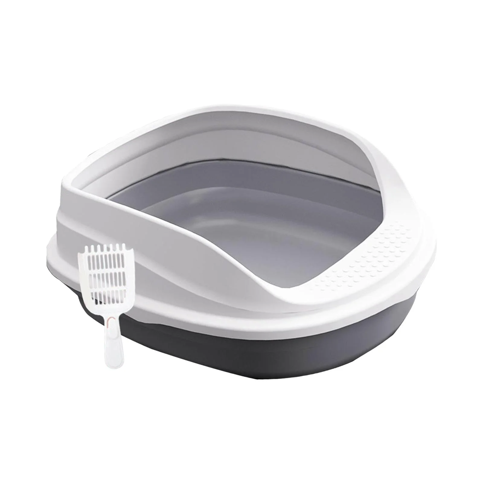 TOOYFUL Open Cats Toilet Cat Small Dogs Bedpan Cage Easy to Clean Pets Supplies Kitten Potty Pan for Hamsters Indoor Cats Kitten Bunny Gray 45cm