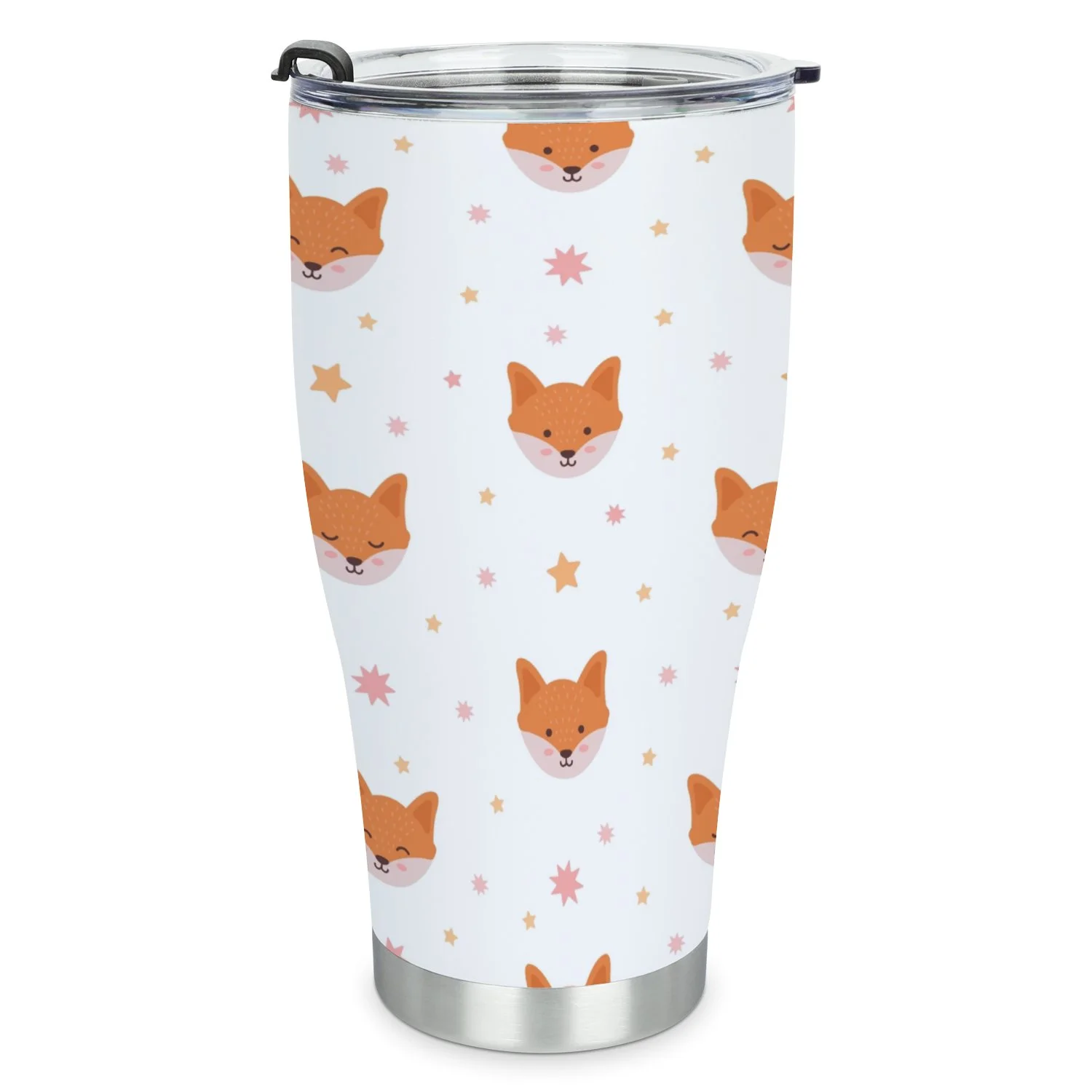 Hidove Stainless Steel Tumbler, Cute Fox with Stars 30oz Leak Proof & Stainless Steel Bottle for Hot & Cold Drinks - Coffee Travel Mug, Water Metal Canteen, Thermal Cup