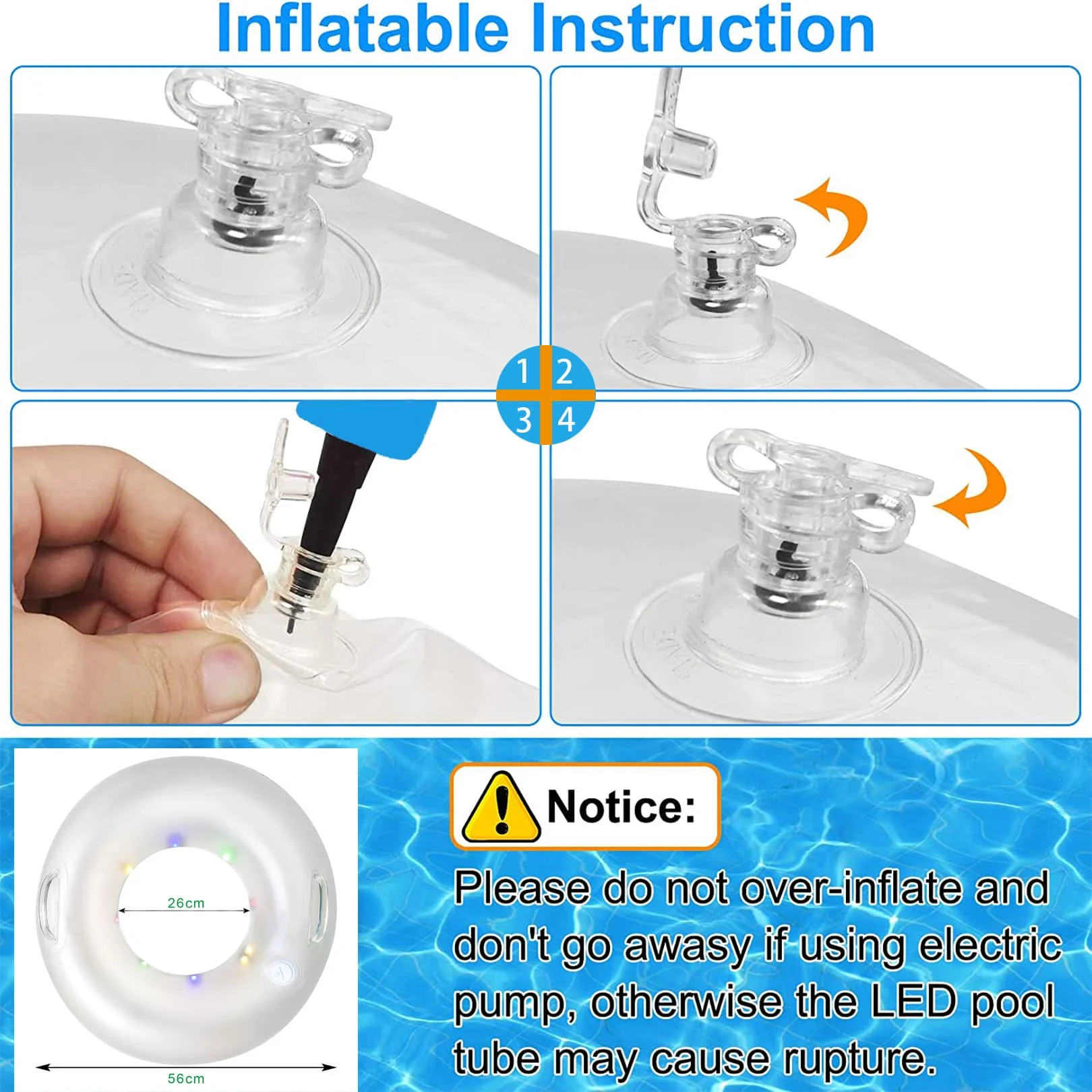 Inflatable Pool Floats, Pool Floats with LED Swimming Rings 39.4