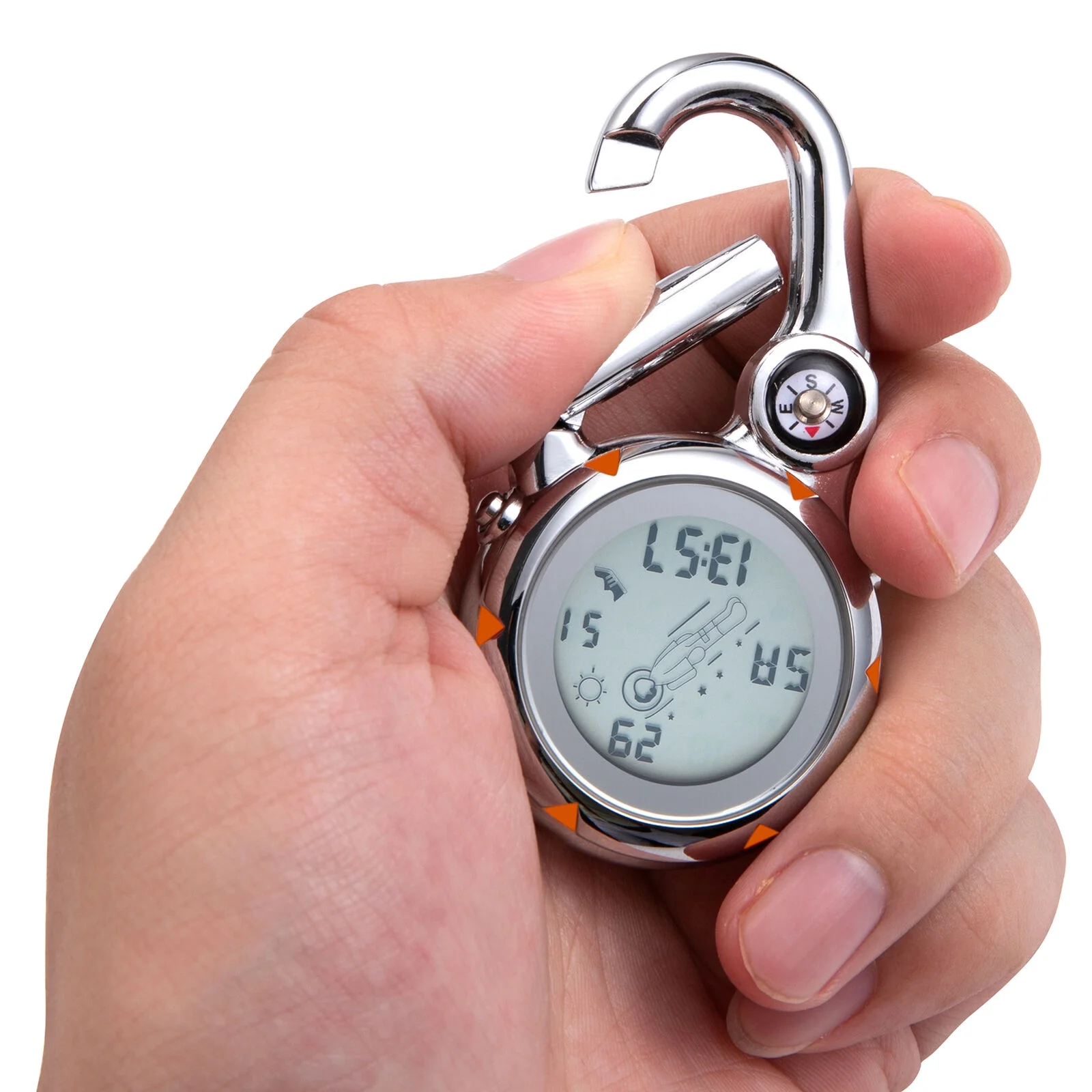 Multifunction Clip-On Carabiner Backpack Digital Watch W/ Light Compass Calendar