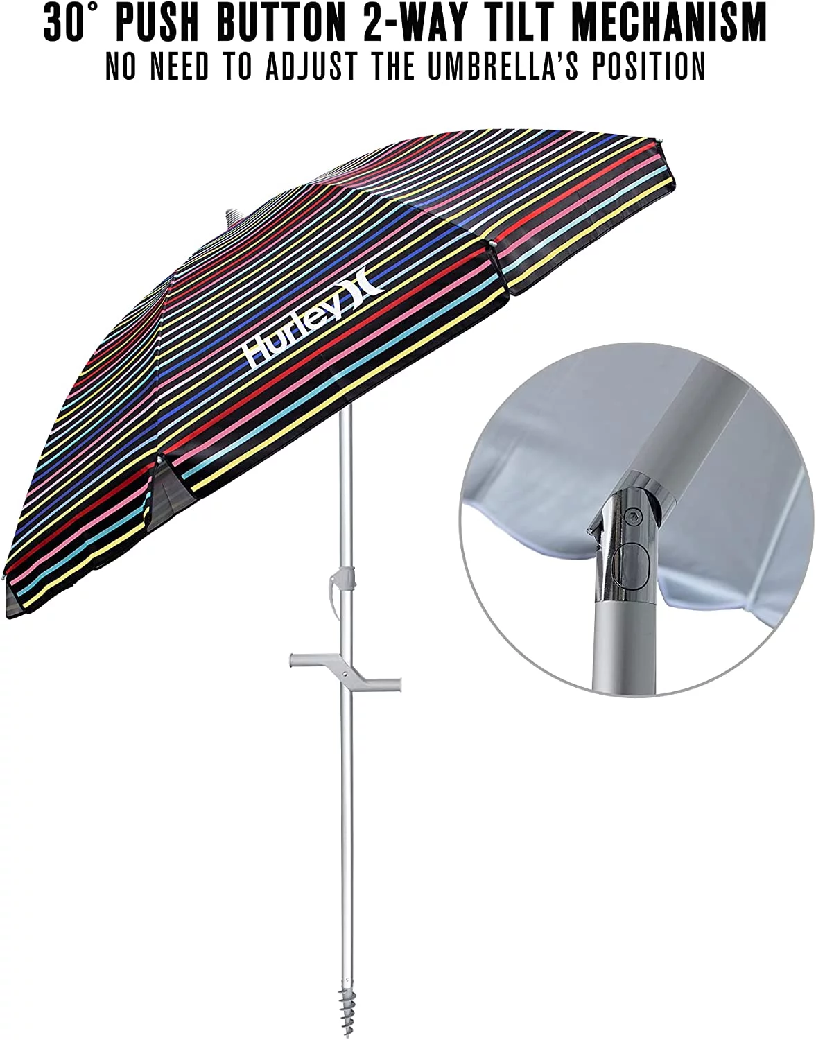E-Z UP EZUUMB7HRVM 7 ft. Venice Mod Black Hurley Umbrella